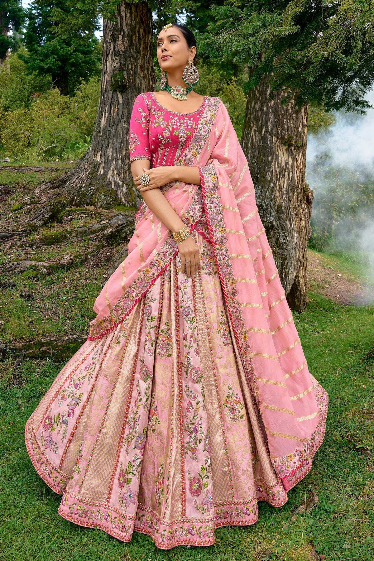 Embroidery With Diamond Work Semi Stitched Lehenga Choli LD02290363  LD02290363