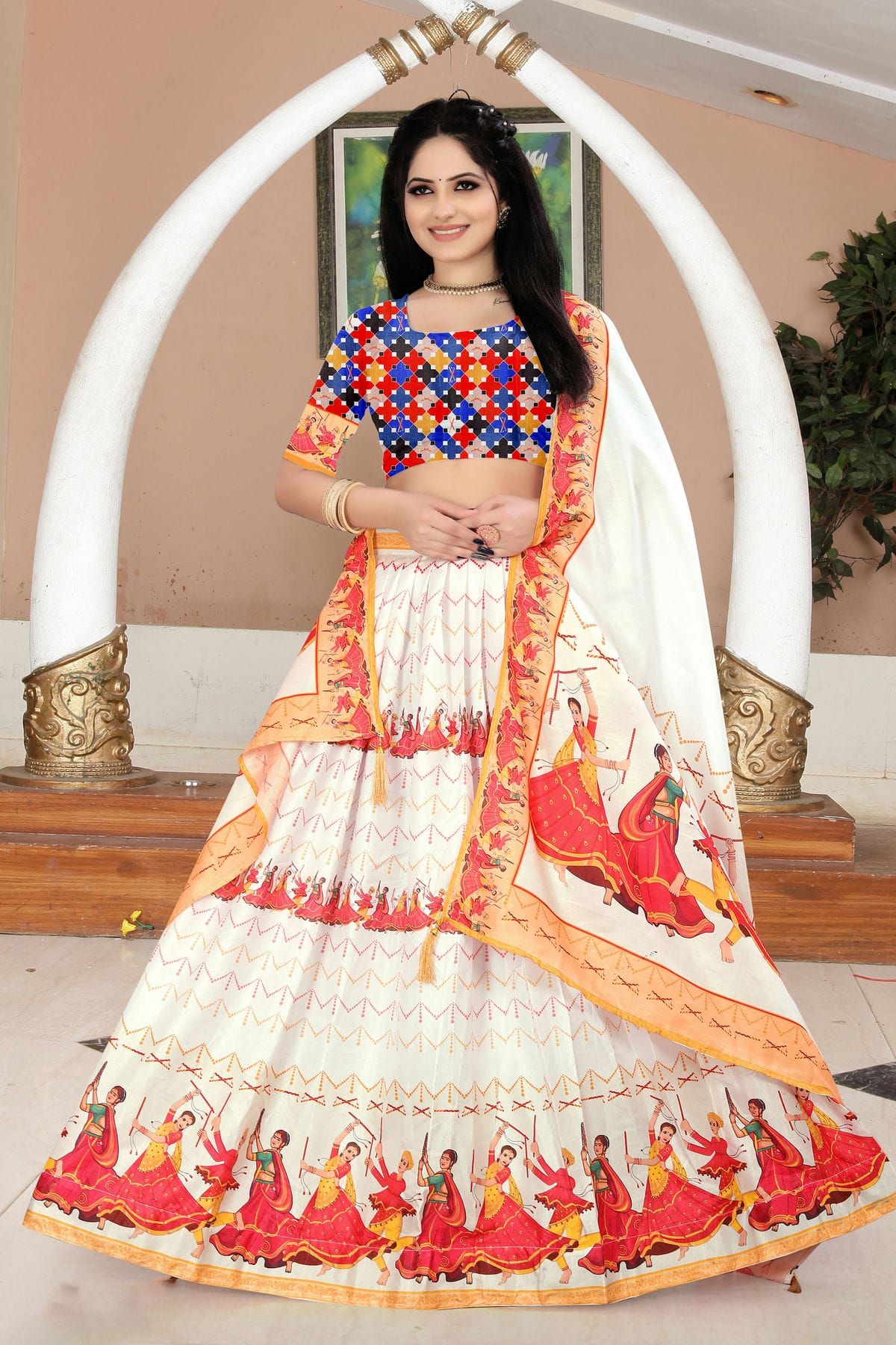 Dola Silk fabric Printed work Partywear Designer Lehenga Choli In Multicolour Colour LD05648619 A