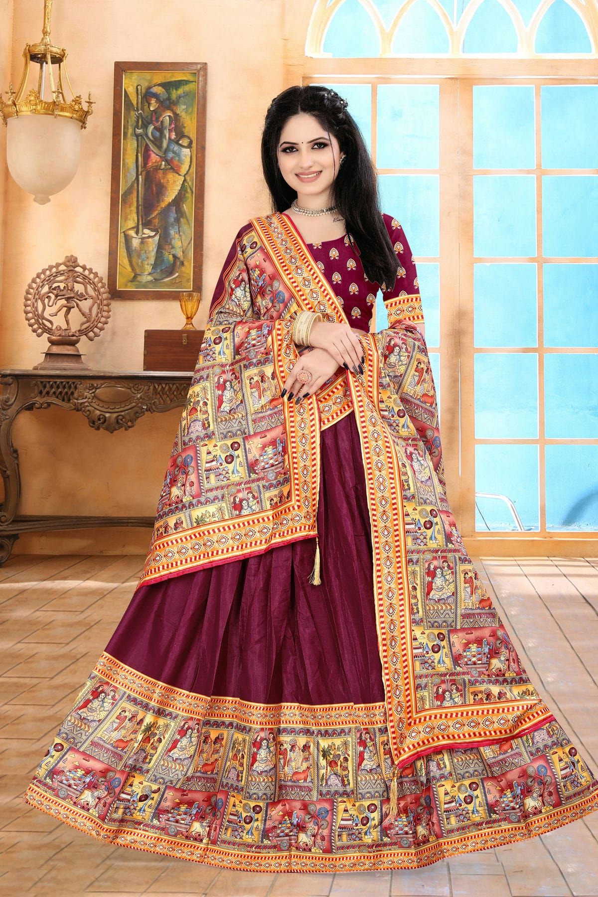 Multicolor Lehenga choli on Net with silk fabric on embroidery work LC 19  in Dandeli at best price by 24 Fashion - Justdial