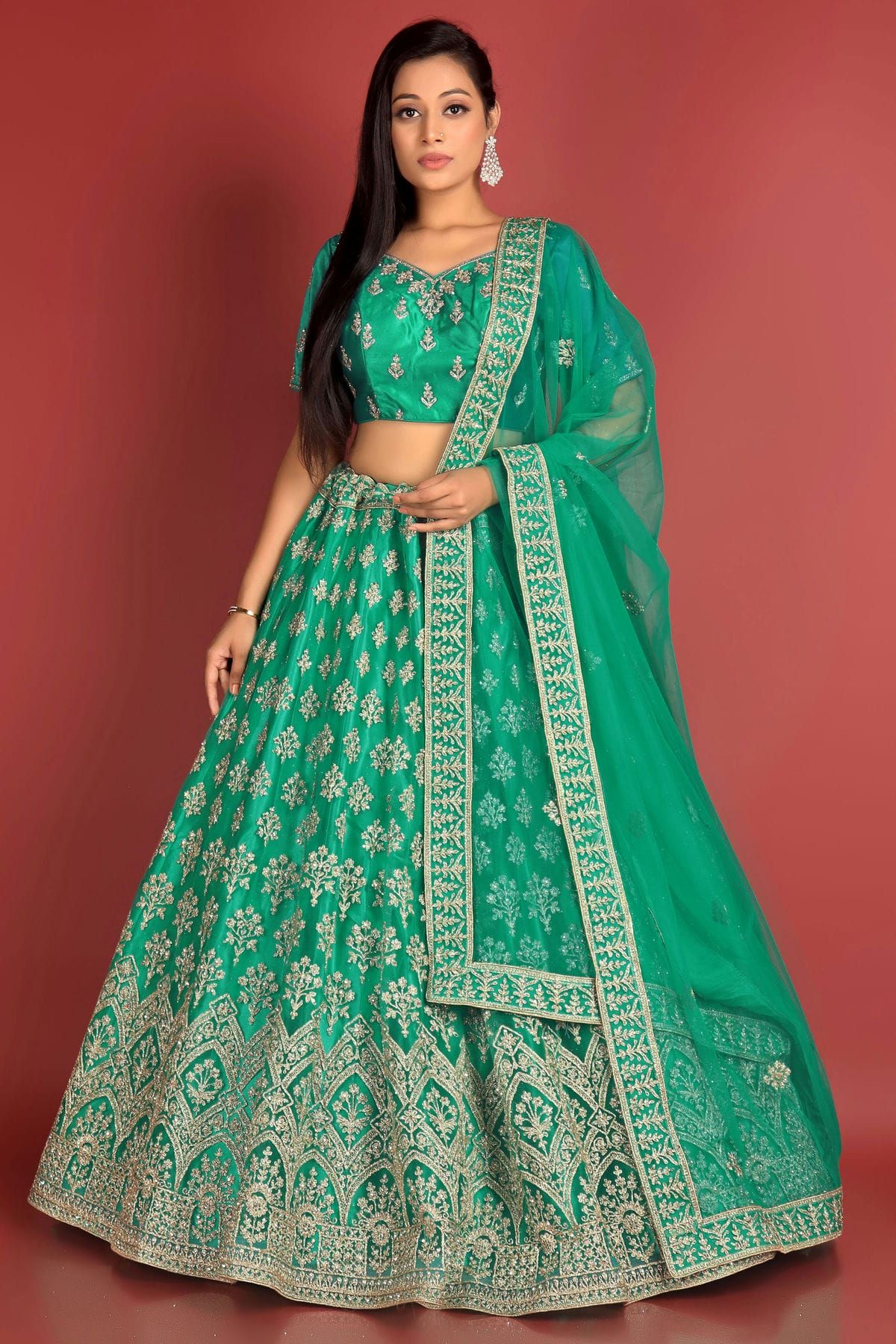 Morpich Blue Semi Stitched Lehenga | Sariveda – SARIVEDA