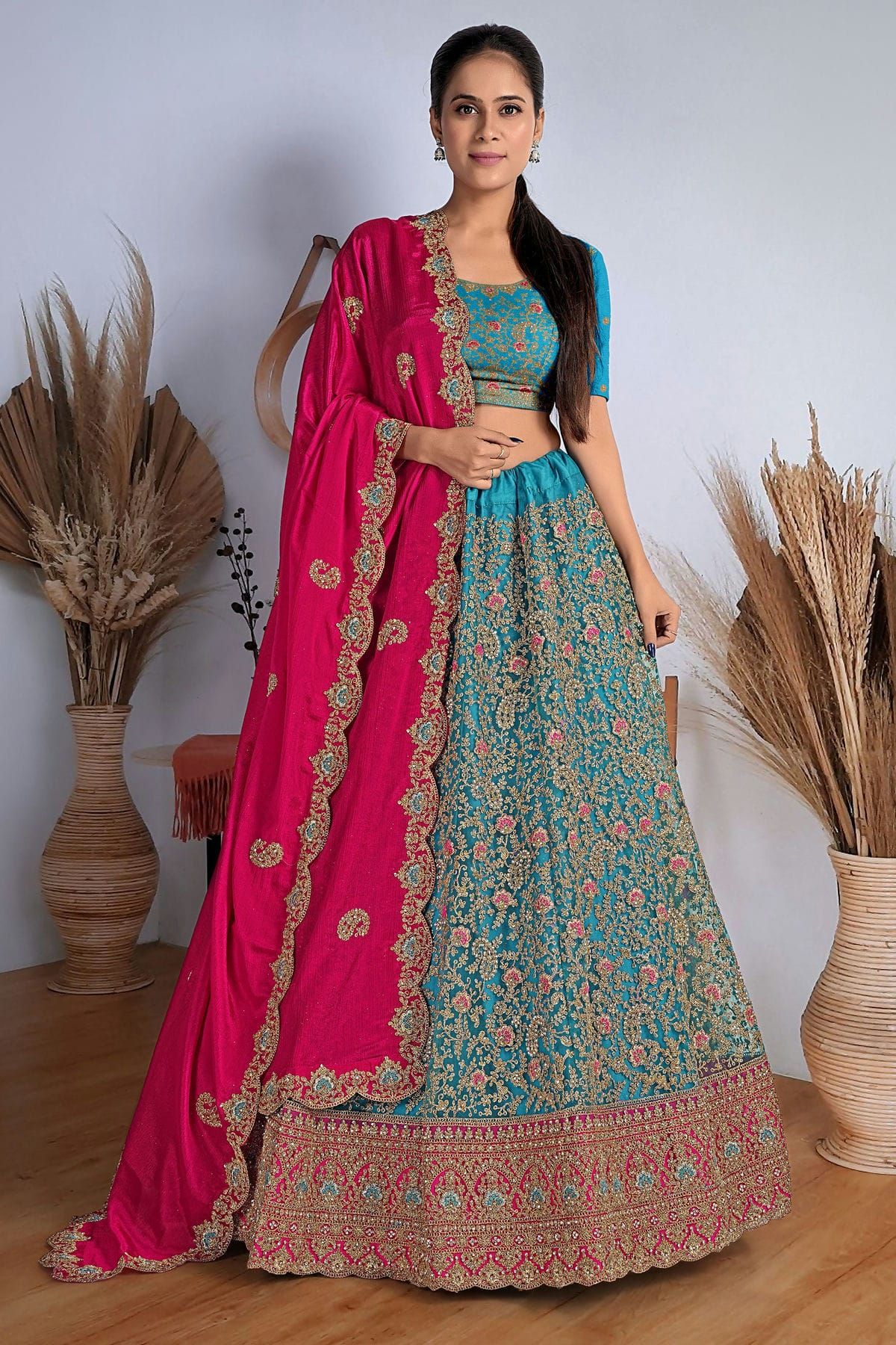 Satin Silk Lehenga Choli In Pink Colour - LD3233279