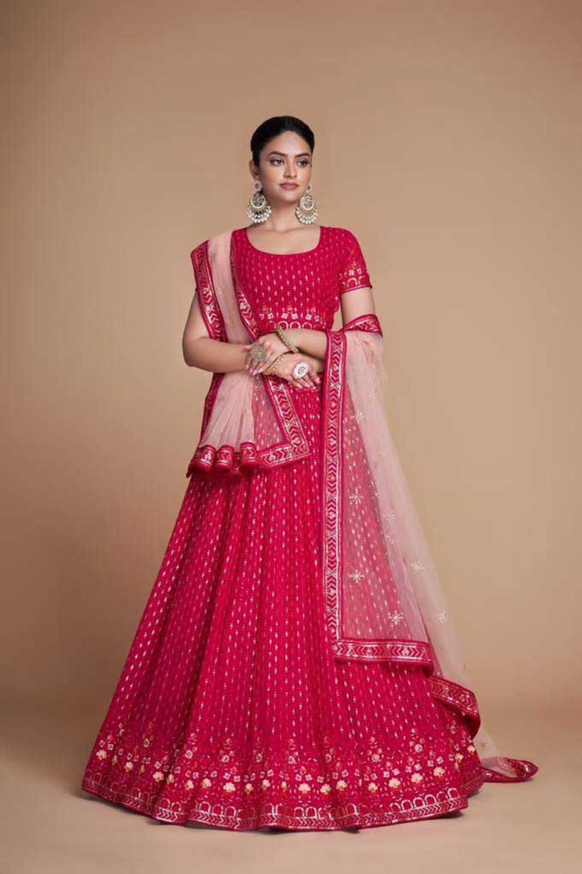 Georgette Lehenga Choli With Sequins Work In Pink Colour LD04010187 A