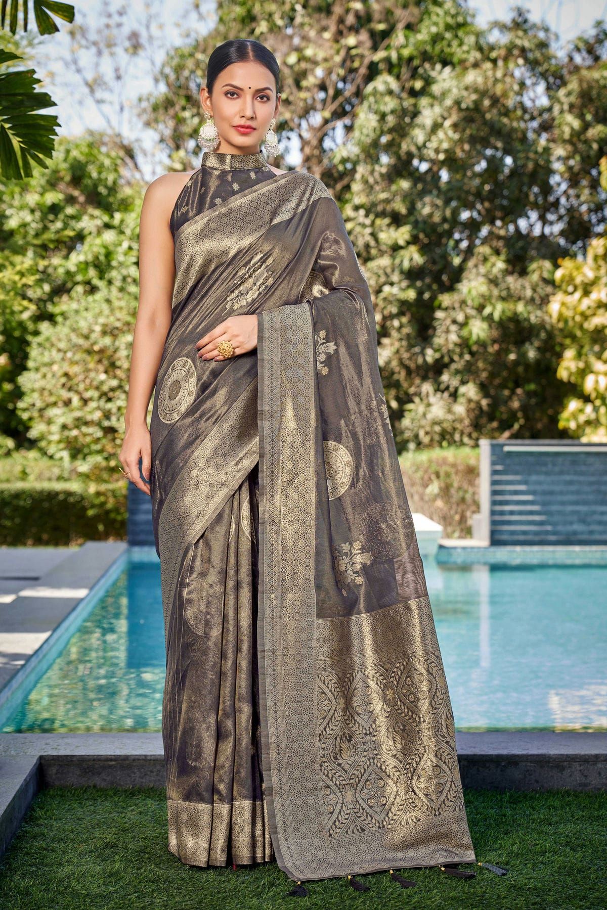 Grey Simar silk Woven Designer Classic Saree In Grey Colour SR05780160 A