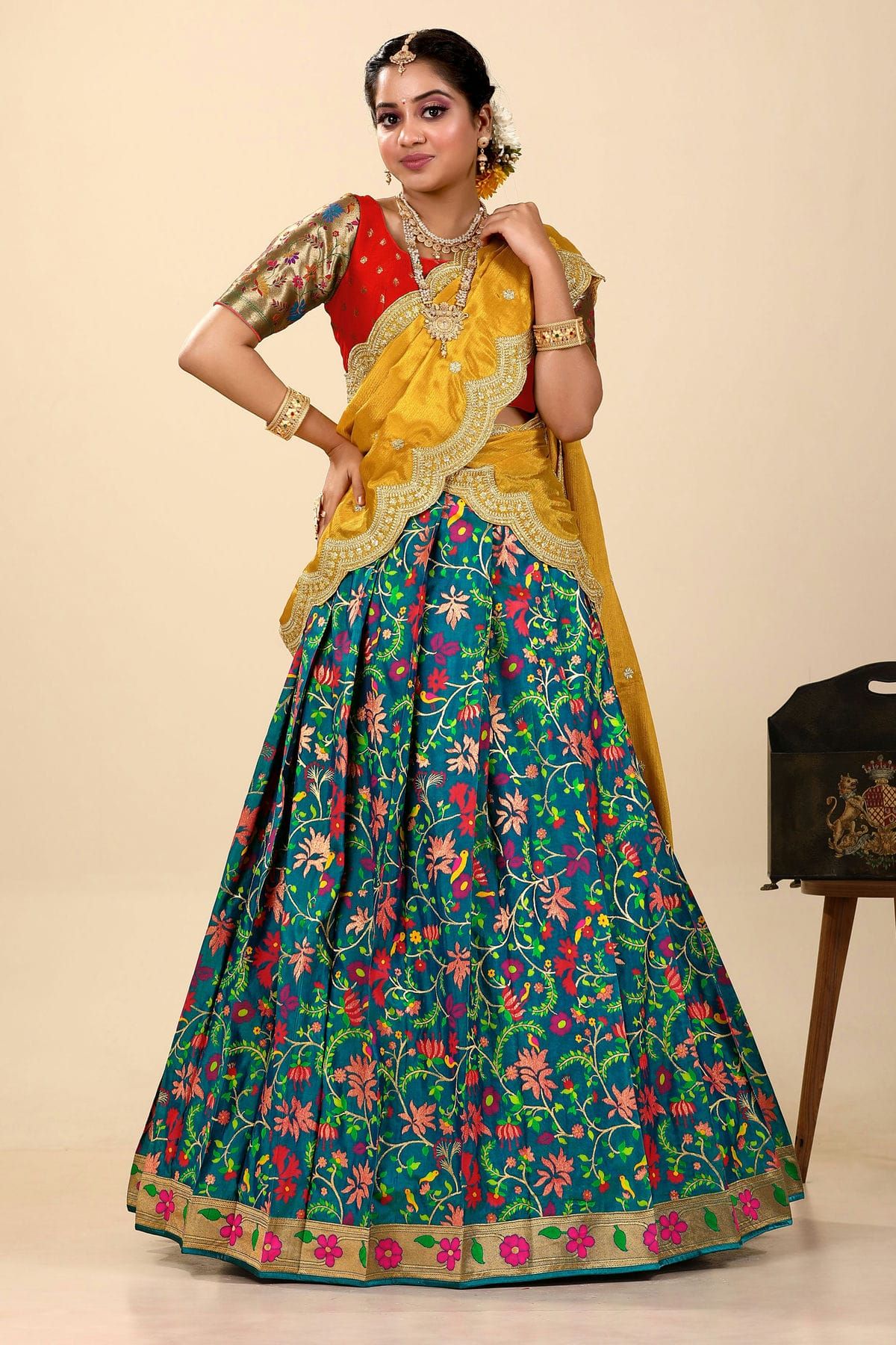 Party Wear Lehenga Saree With Full-Stitched Blouse - FASHION33