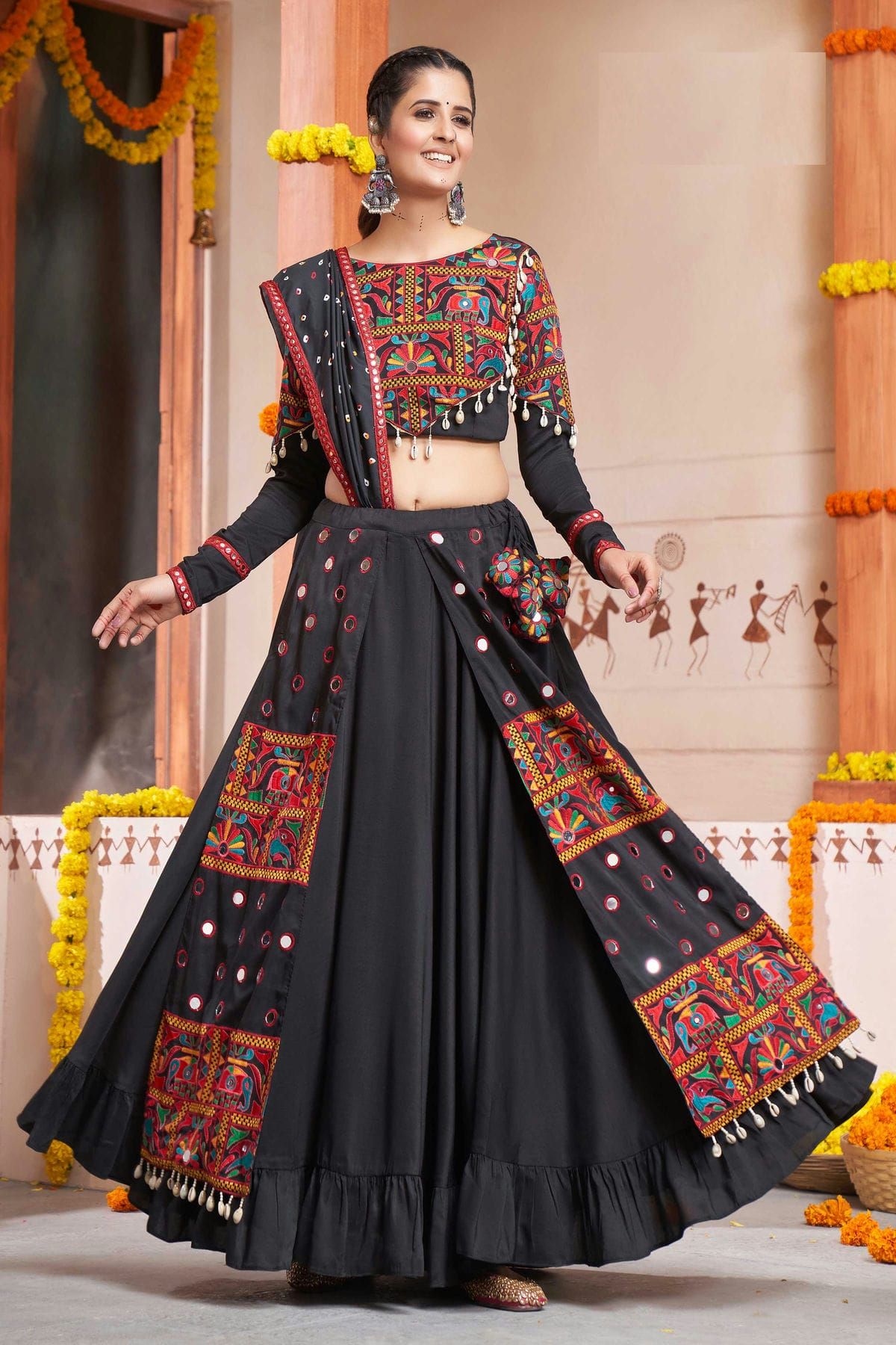 Embellished Black Lehenga – phasesbyalisha