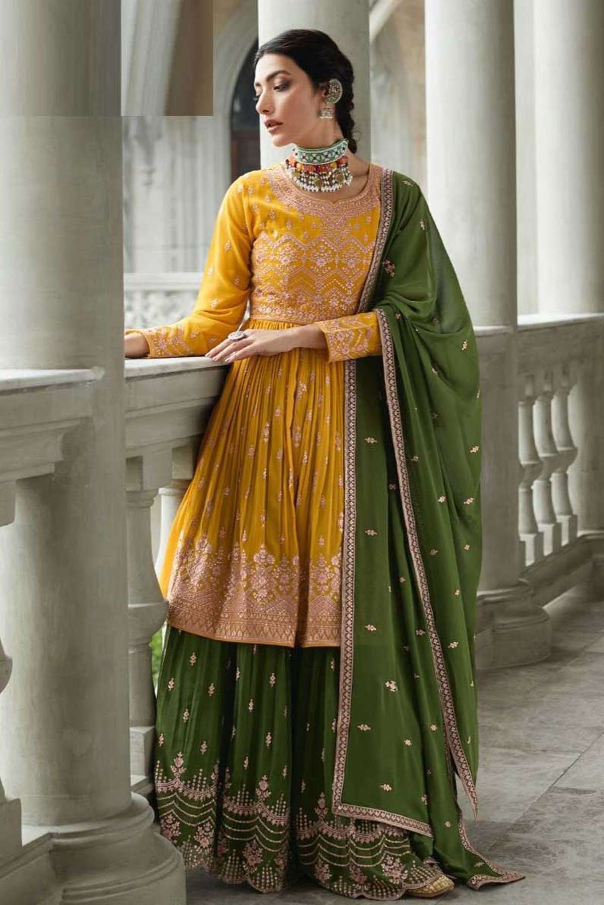 Sea Green Color Chiffon Salwar Suit