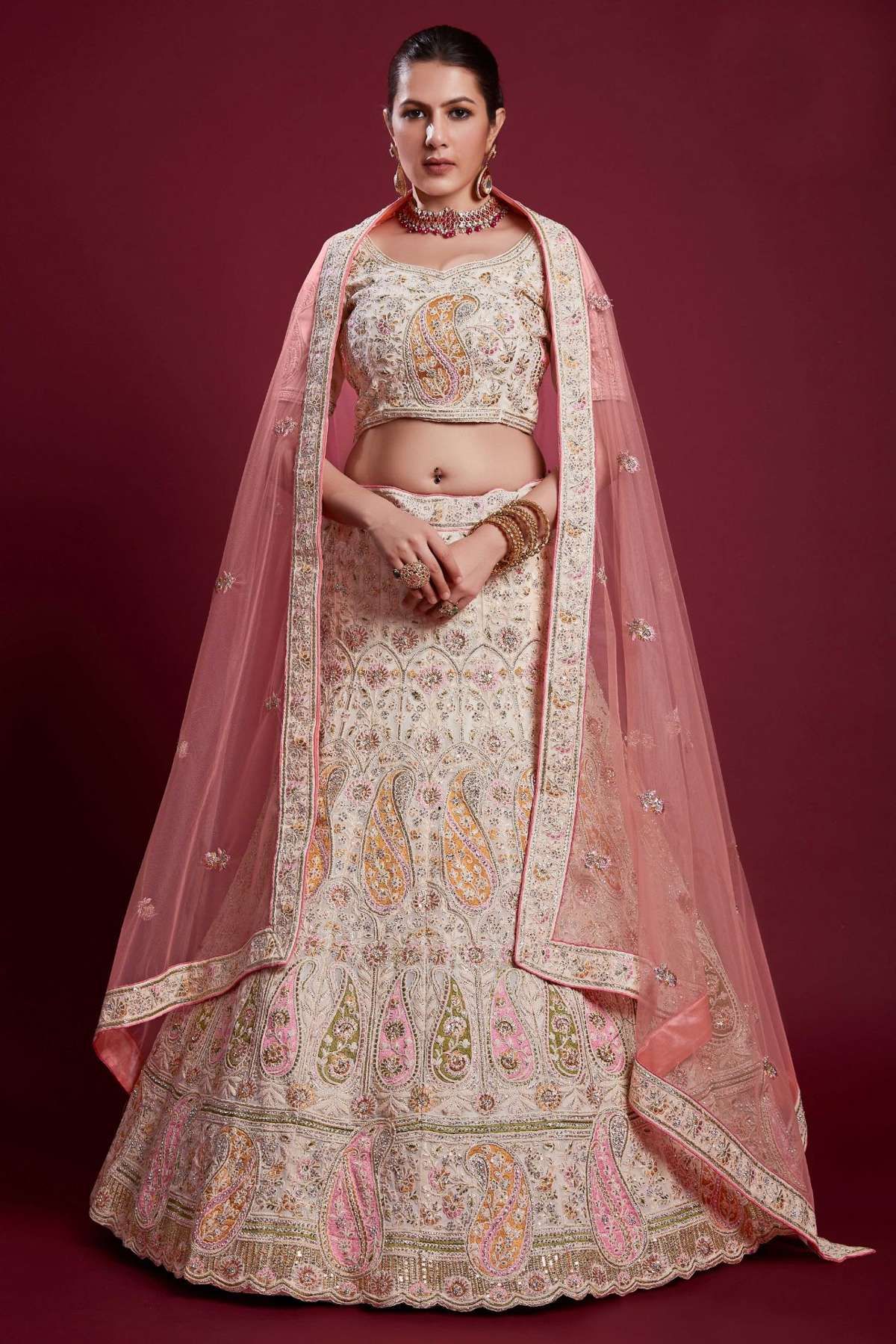 Auspicious Thread Off White Lehenga Choli