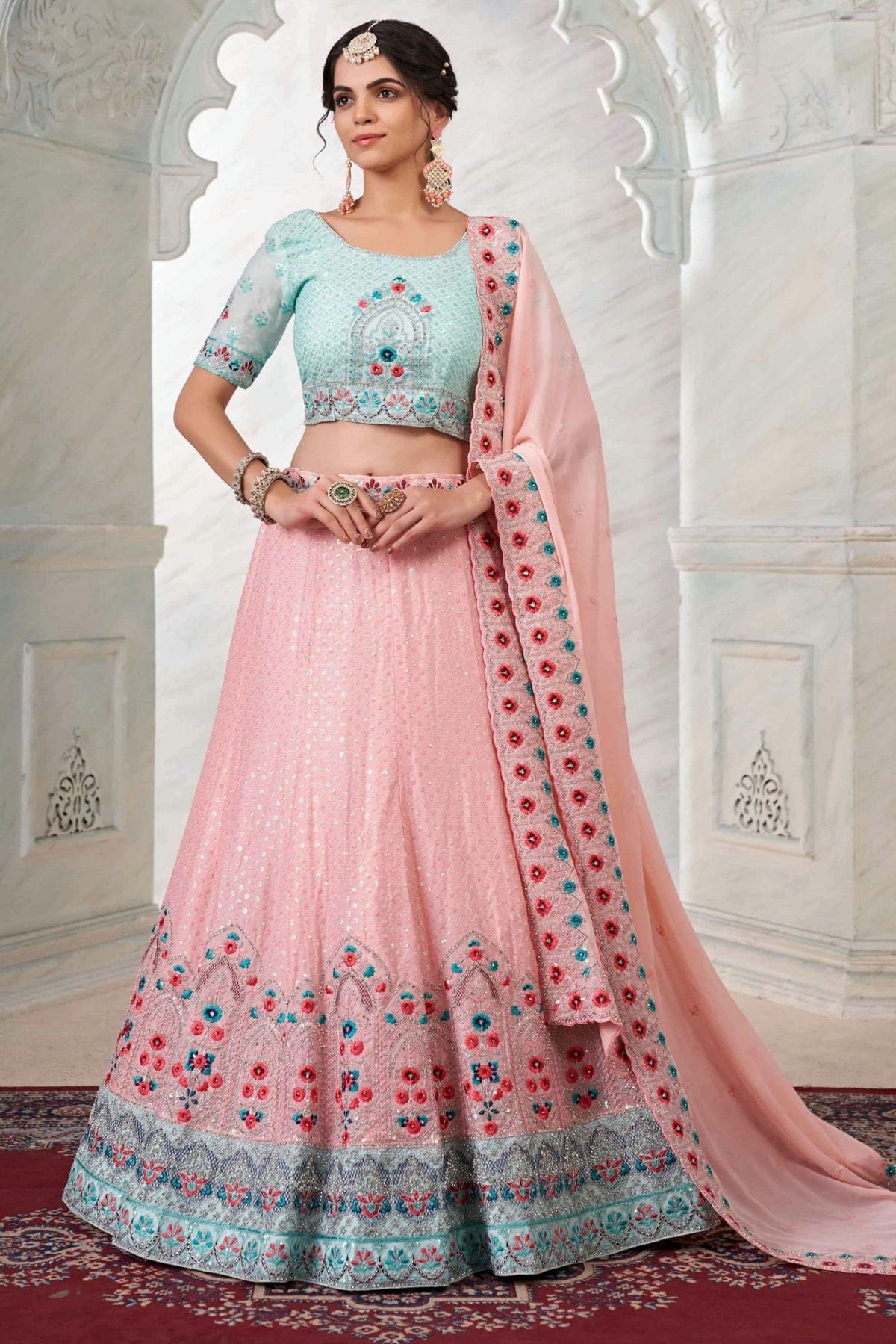 Buy Silk Lehenga Choli In Pink Colour @ ninecolours.com. Worldwide Free  Shipping Available! | Bridal lehenga red, Fashion, Indian wedding dress