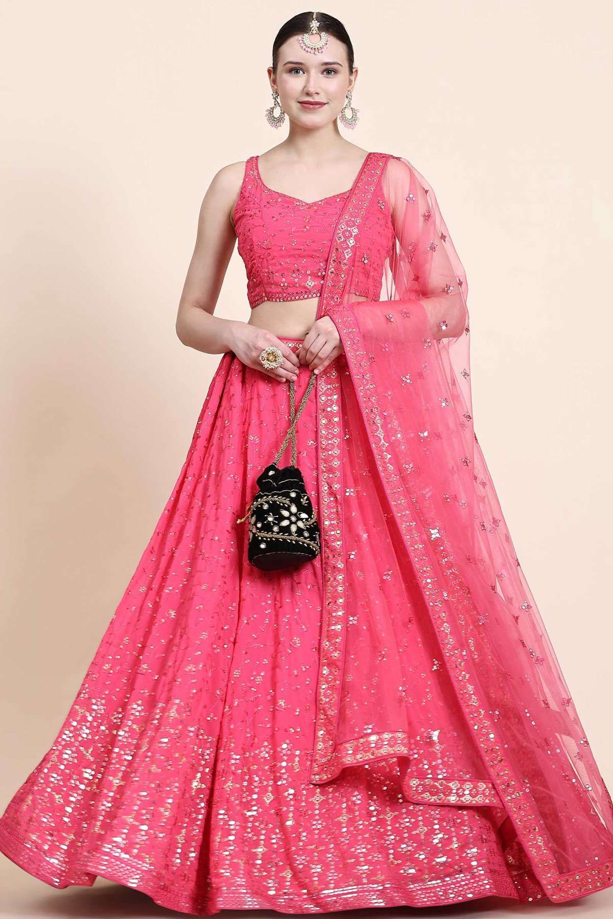 Georgette Thread work Lehenga Choli In Pink Colour In Pink Colour LD01770623 A