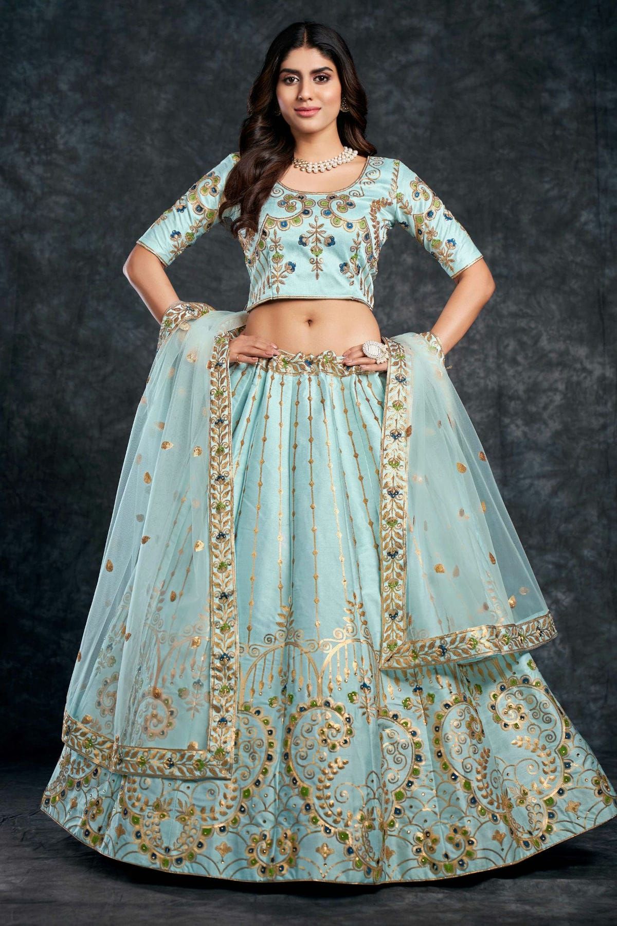 Silk Lehenga Choli with Stone work LD05648981