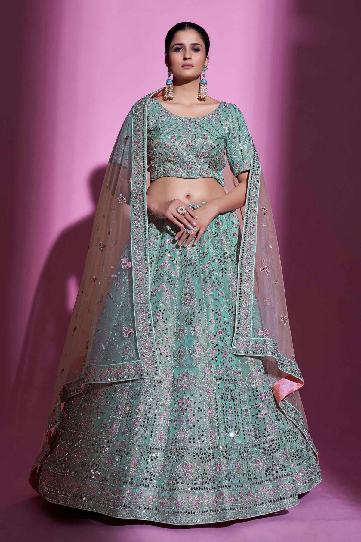 Net Embroidery Lehenga Choli LD5680135