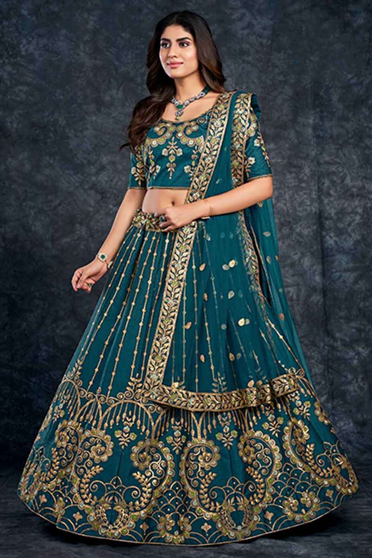 Viscose Silk Lehenga Choli With Heavy Thread Embroidery, Zari With Sequins  & Moti Work LD01353124