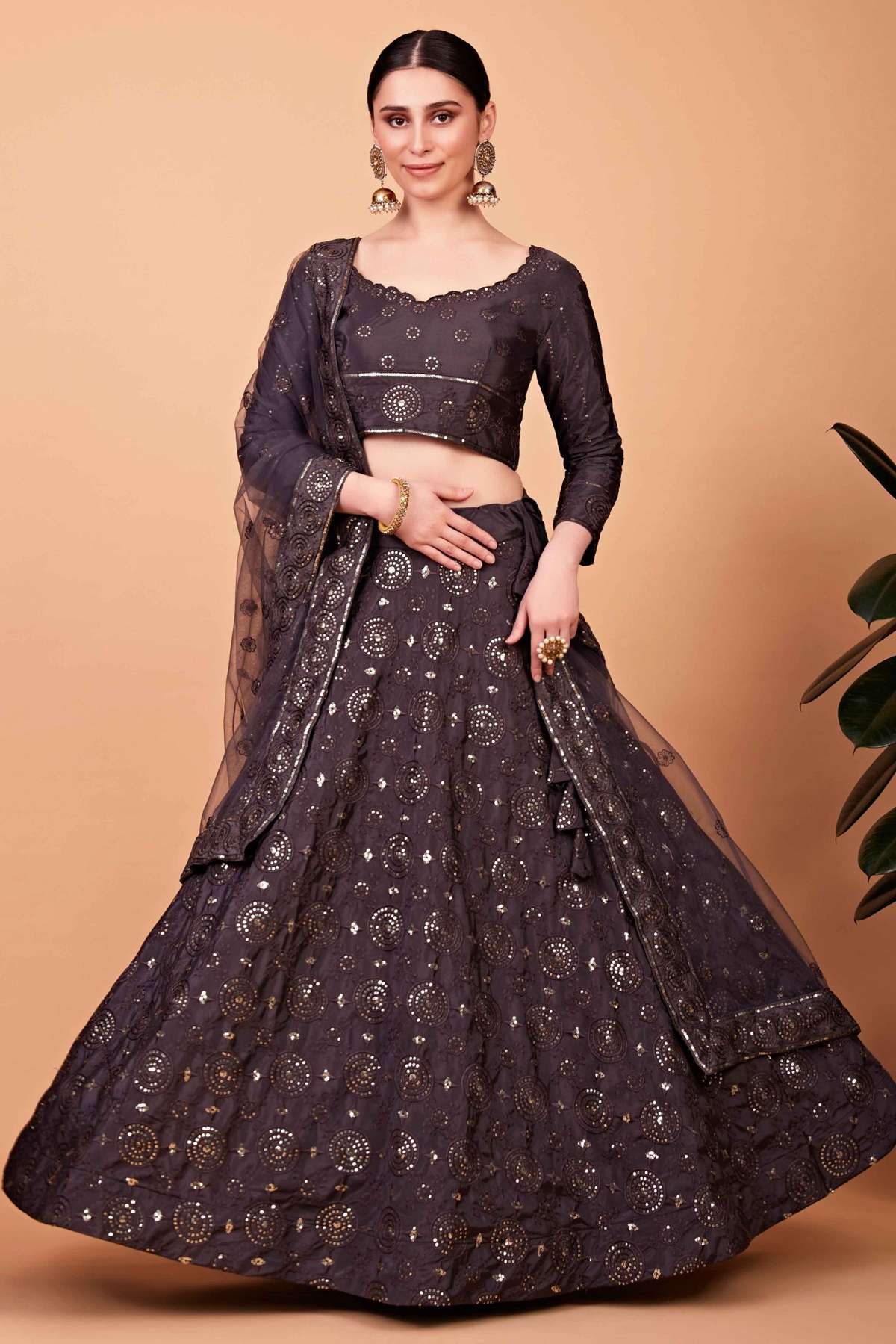 Net Lehenga Choli In Grey Color... | Designer lehenga choli, Net lehenga,  Bridal lehenga choli