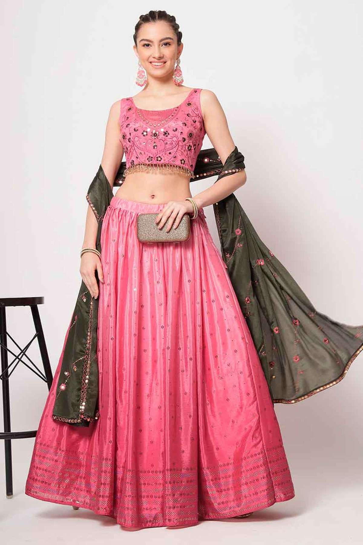 Georgette Embroidery Lehenga Choli In Teal Colour - LD3880478