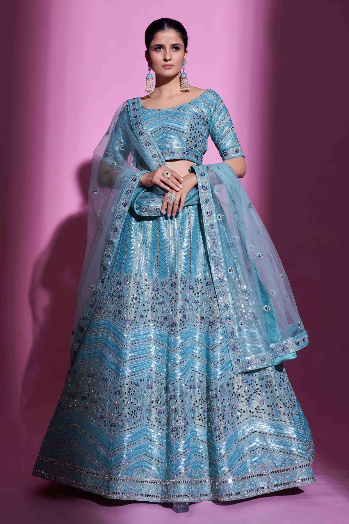 Embroidery Zari With Zarkan With Multithread Touchup Semi Stitched Lehenga  Choli LD02290722