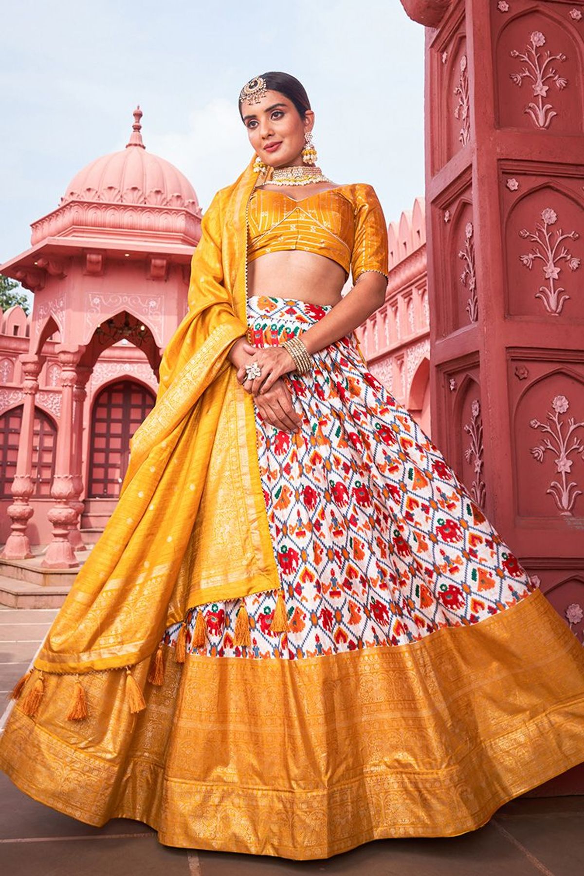 Art Silk Thread Work Lehenga Choli In Wine Colour