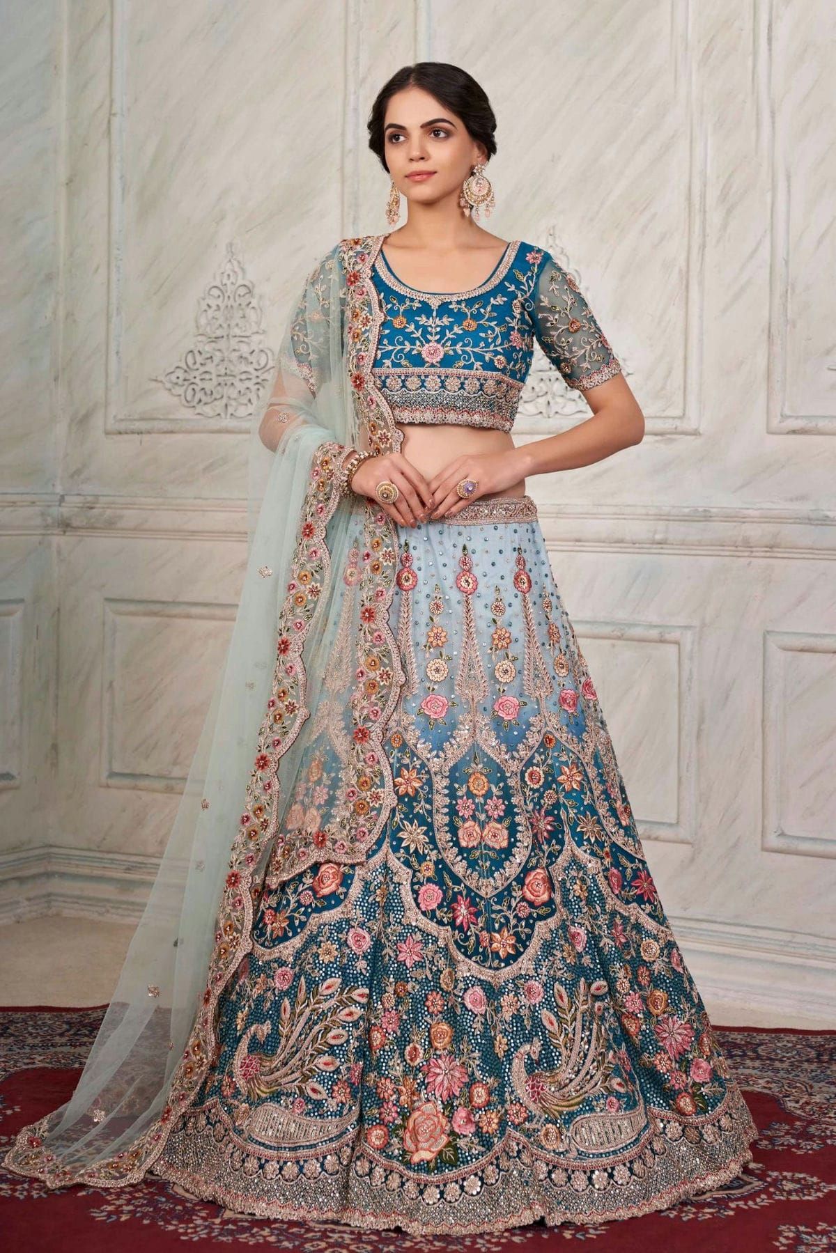 Zarkan And Multithread Touchup And Sequence Work Semi Stitched Bridal  Lehenga Choli LD02290851 In Multicolour Colour