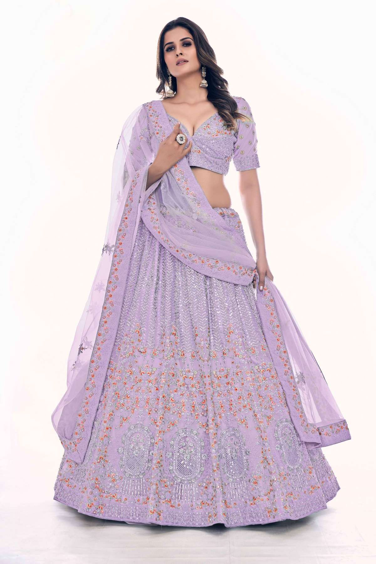 Soft Net Thread Work Lehenga Choli In Purple Colour In Purple Colour LD05644346 A