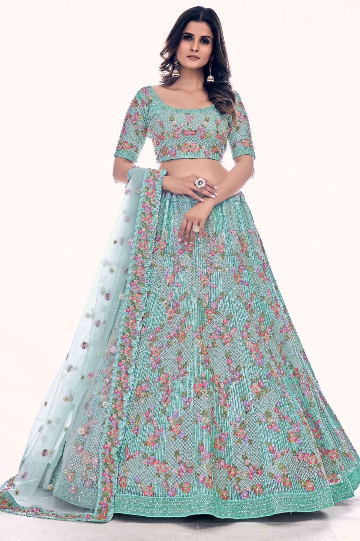 Buy Sky Blue Lehenga Choli online-Karagiri