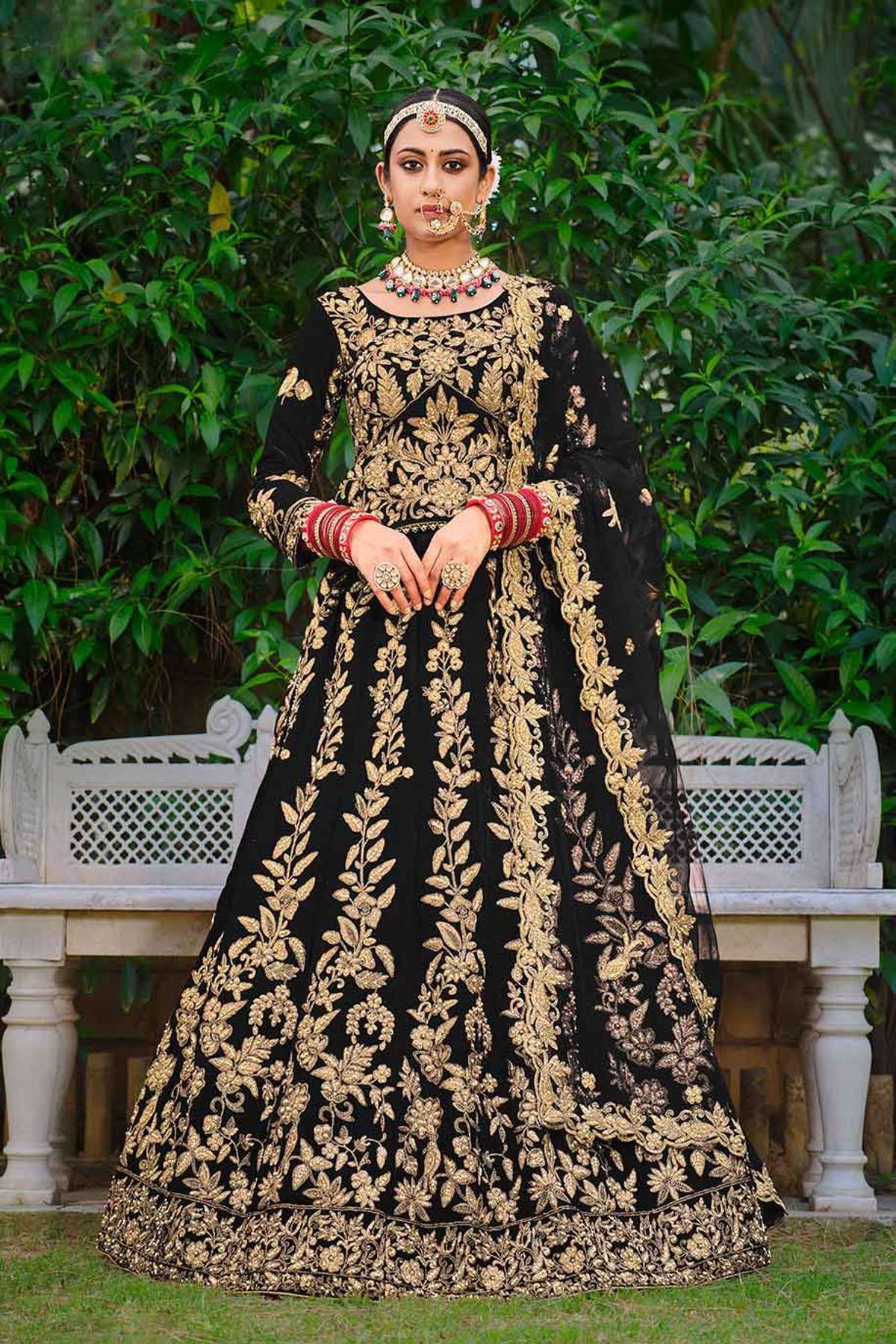 Buy online Black Self Design Embroidered Lehenga from ethnic wear for Women  by Mahika for ₹3509 at 62% off | 2024 Limeroad.com