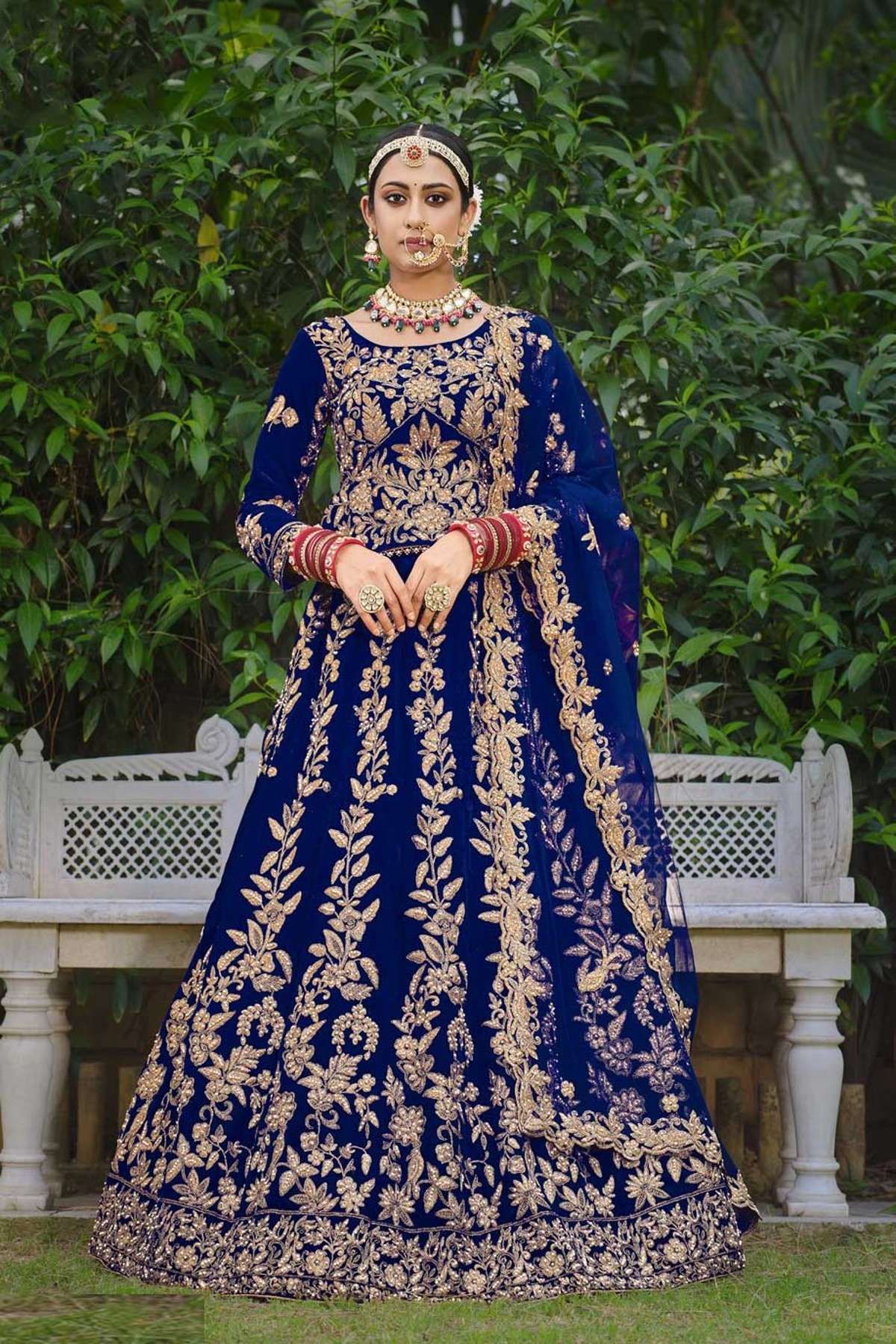 Cream Velvet Hand Work Lehenga Choli - Lilots - 4274663