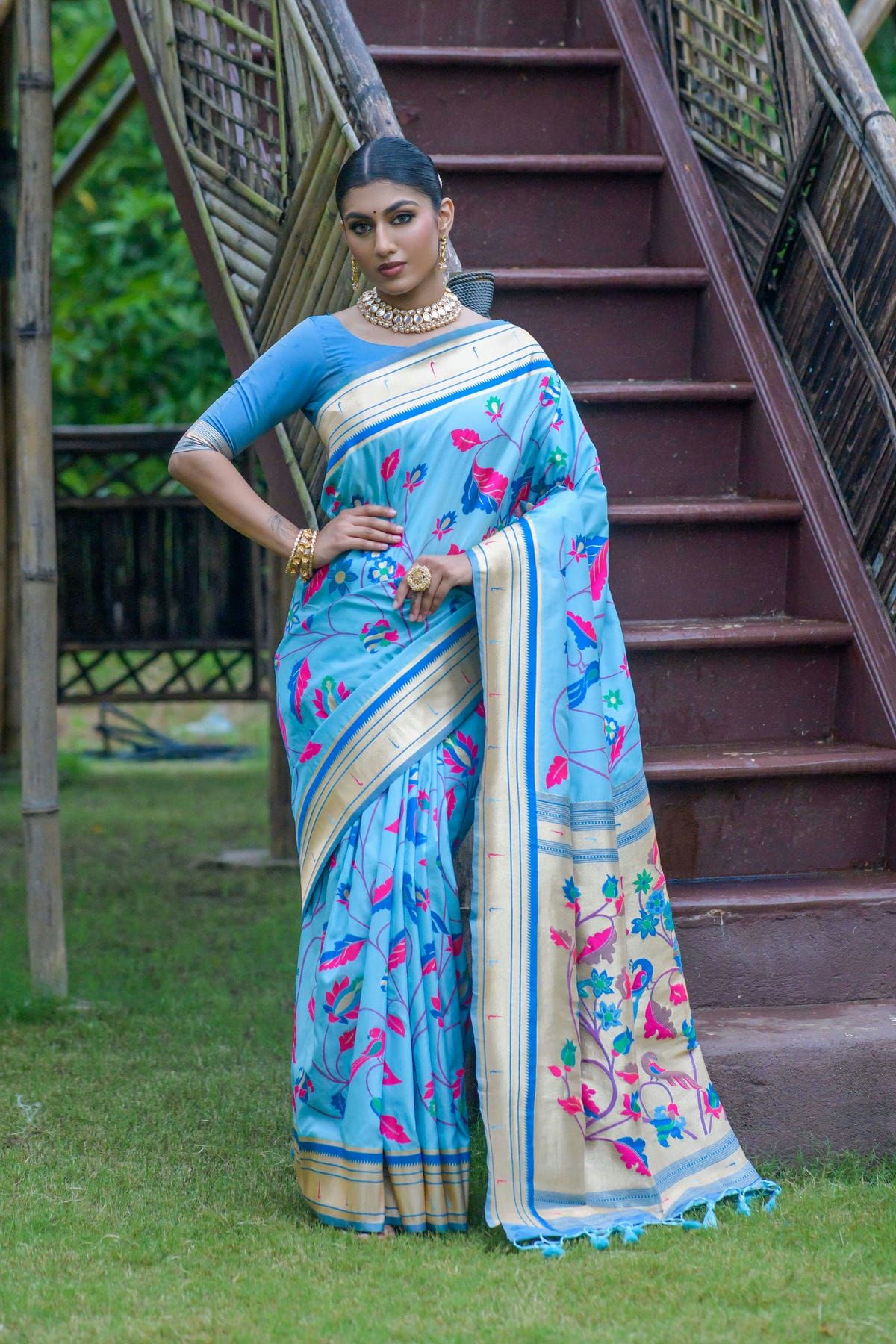Affordable Woven Zari Banarasi Silk Rani Pink Saree|SARV138139