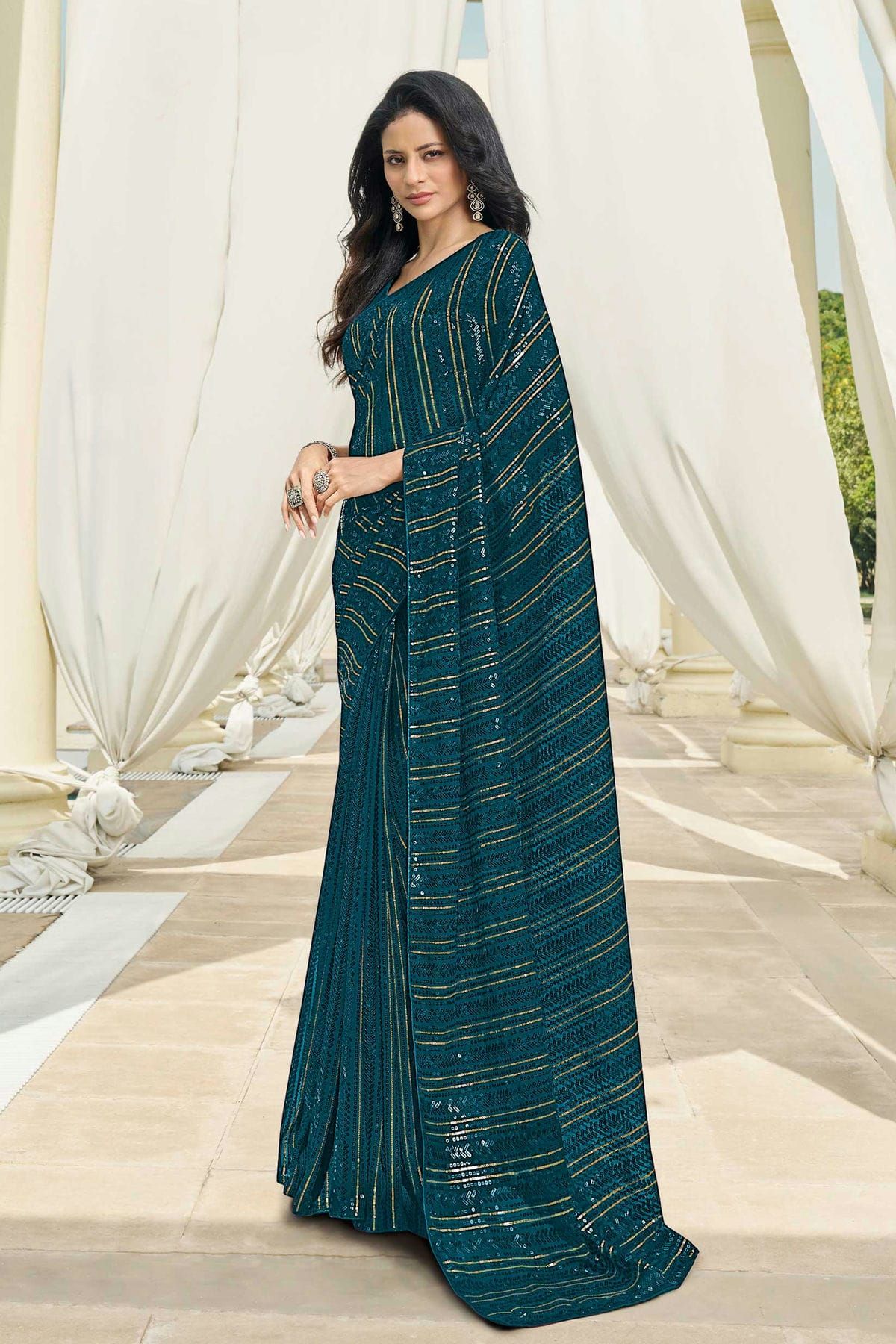 Kashvi Mannat Fancy Wear Georgette Saree Collection Design Catalog