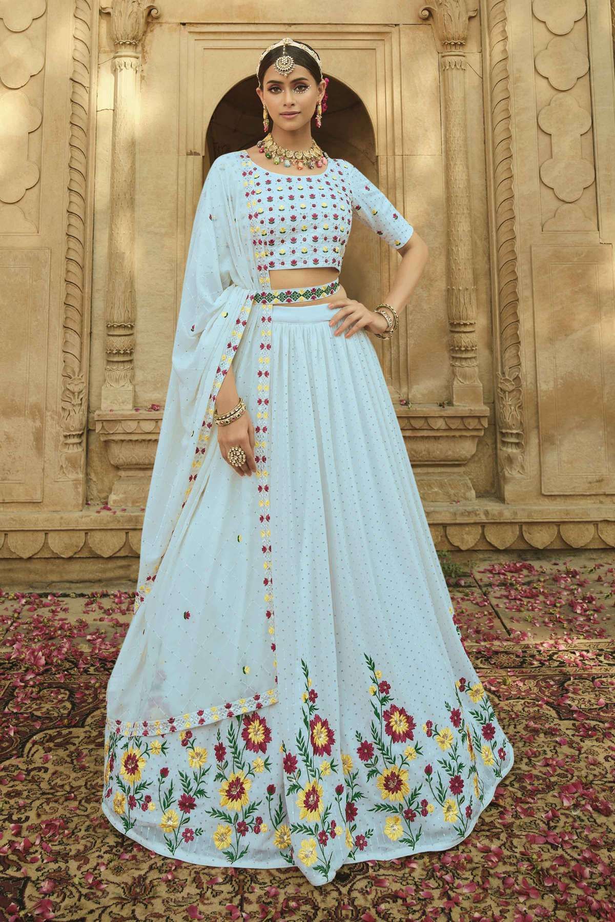 Georgette Embroidery Lehenga Choli In Sky Blue Colour LD3211028 A