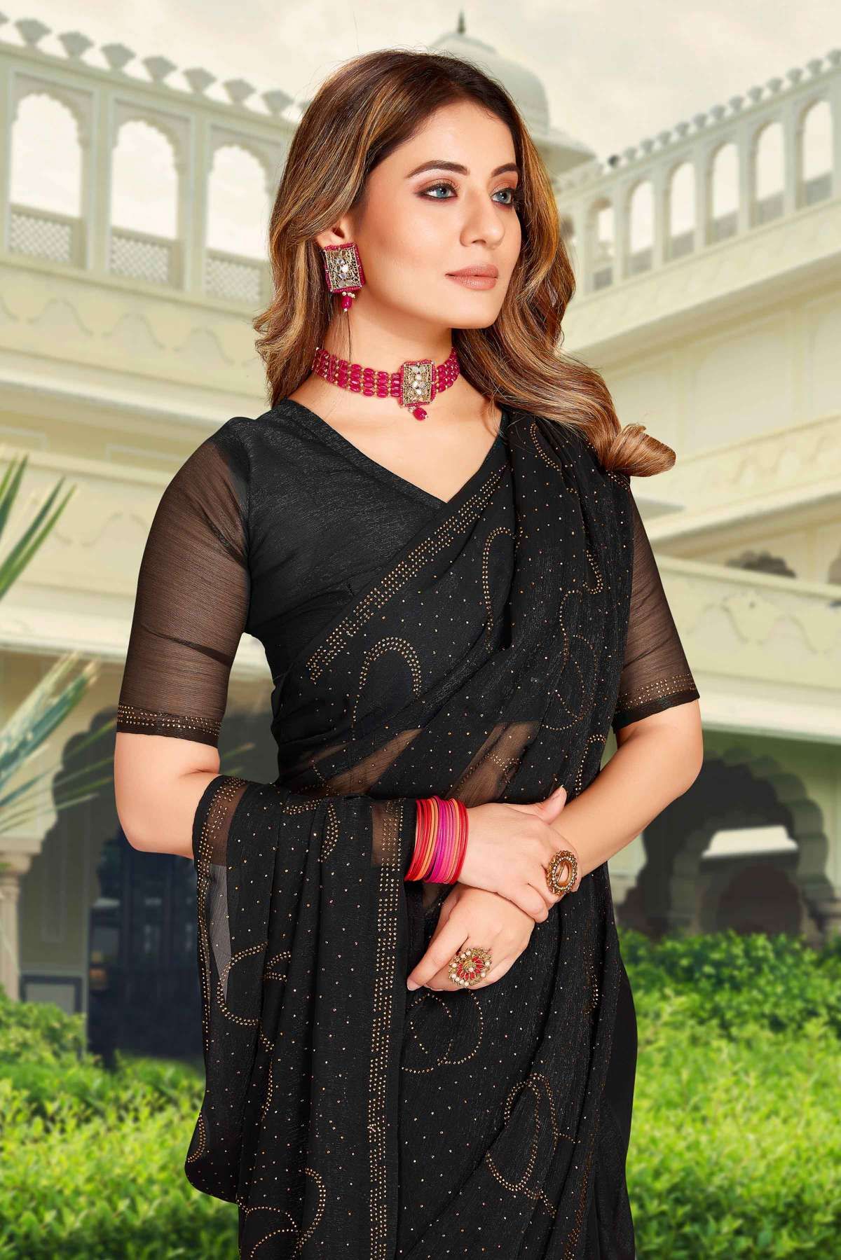 Transparent Organza Silk Black Saree|Medusa|Suta