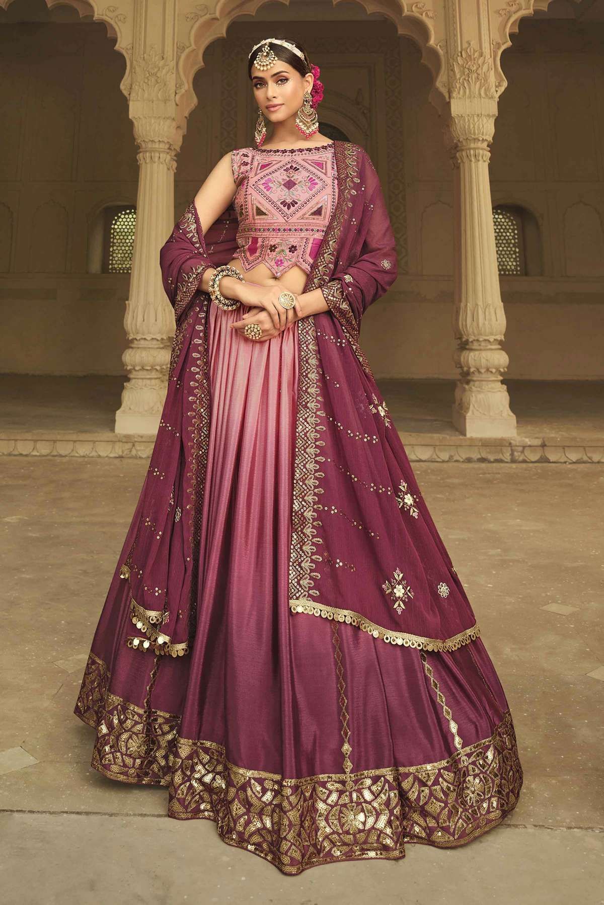 Pure Net Lehenga Choli With Heavy Thread Embroidery with Cut, Mirror and  Zarkan Work LD01353089 In Red Colour