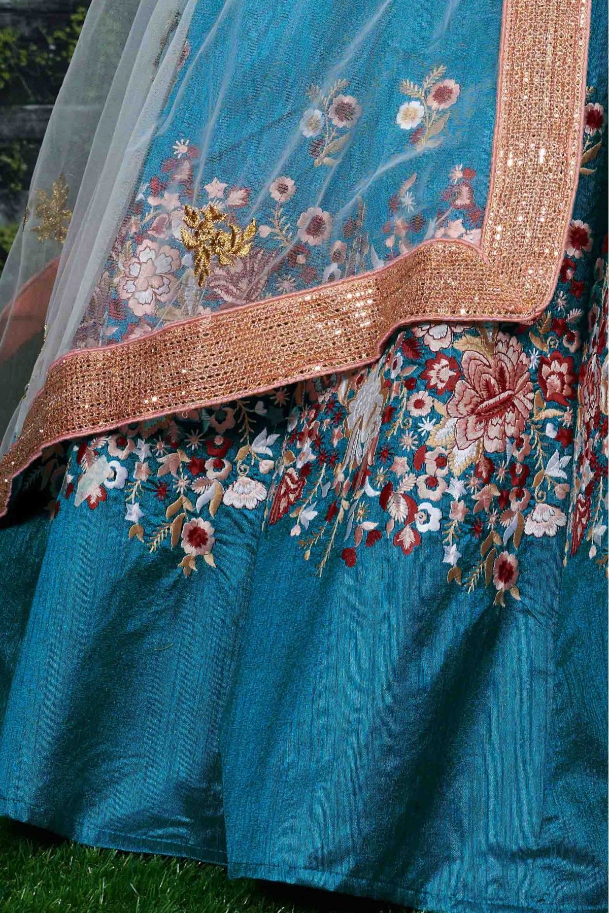 Banglori Silk A Line Lehenga Choli In Teal Blue Colour