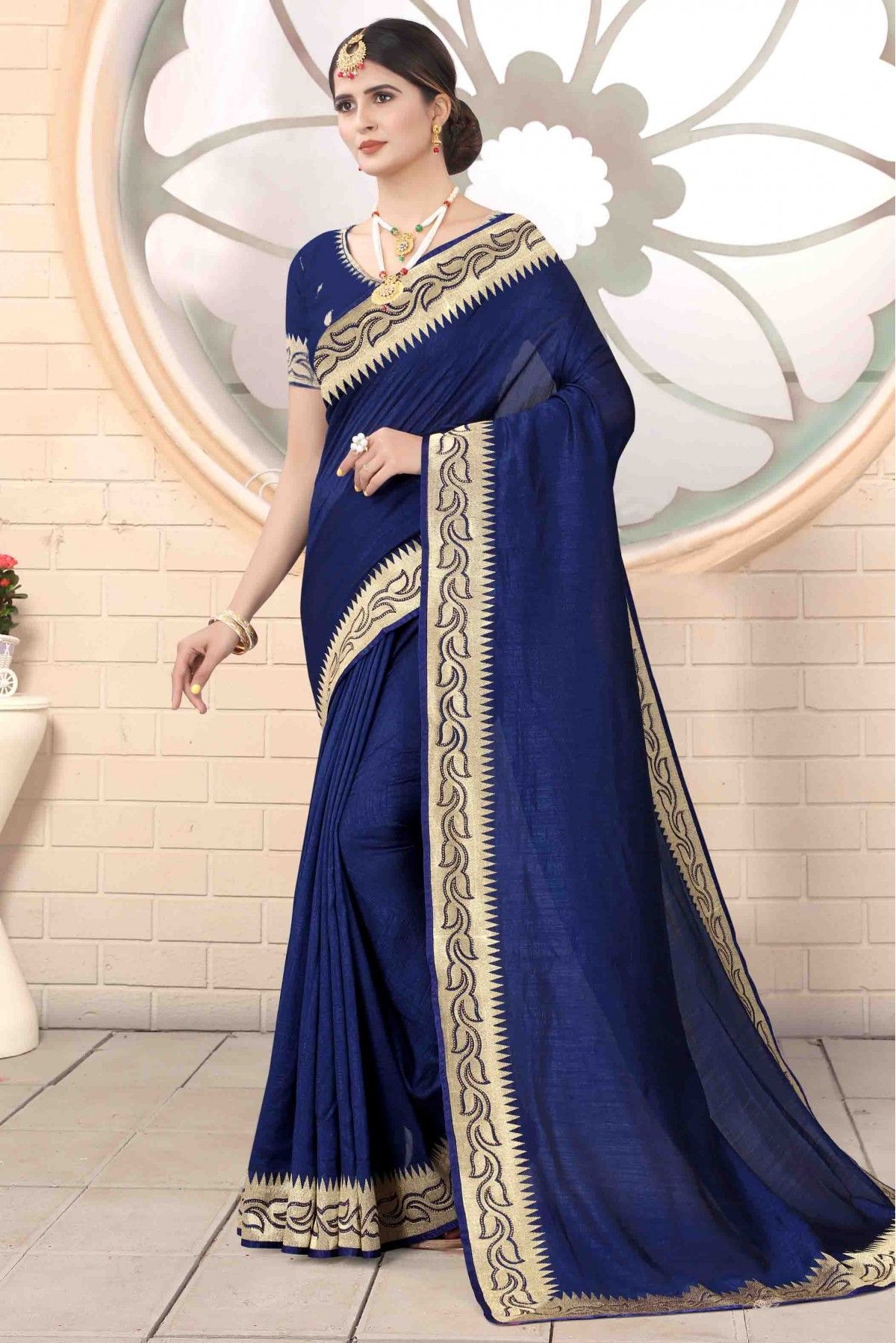 Prachi Desai Style Royal Designer Saree in Royal Blue