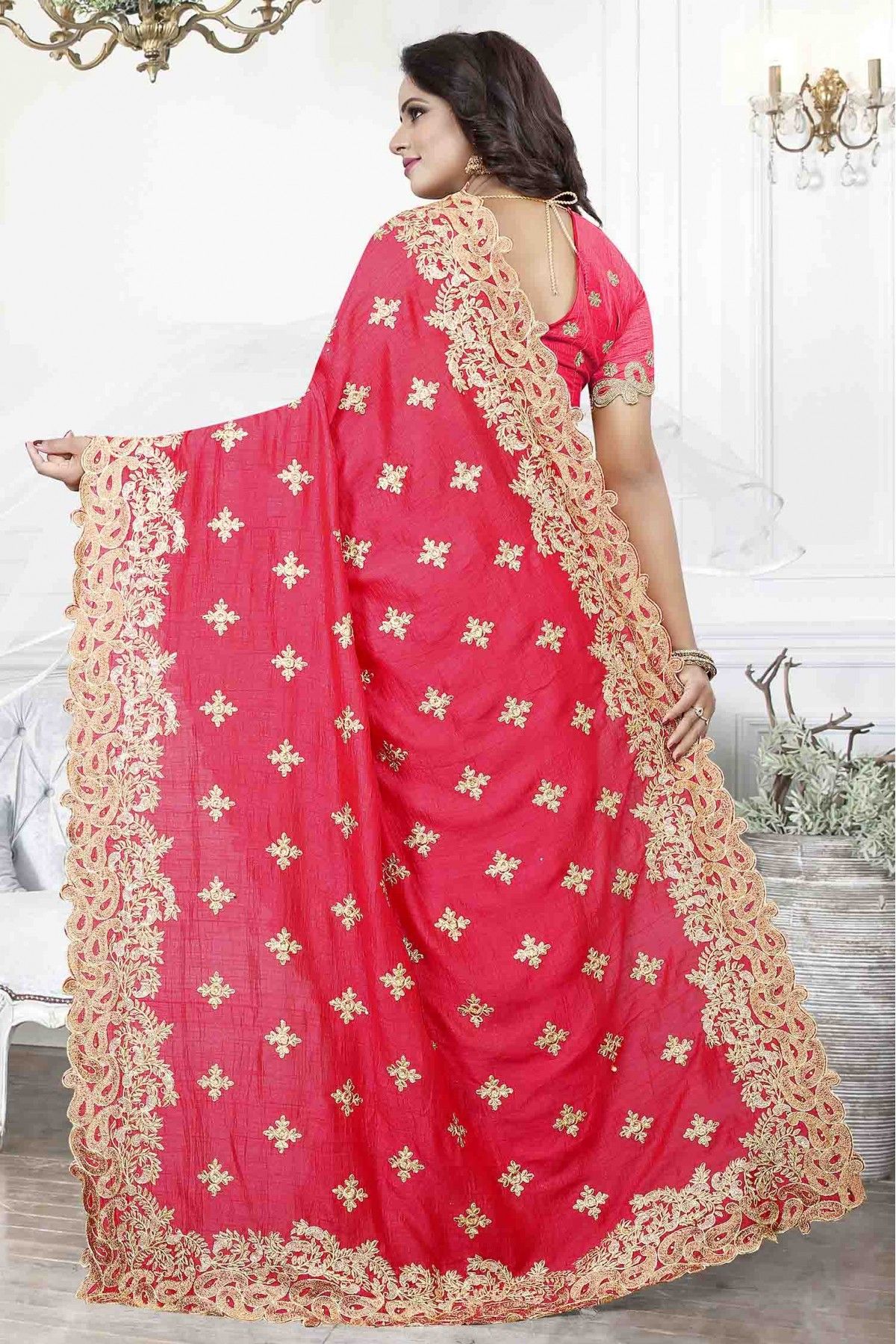 Magnificent Cherry Red Designer Art Silk Saree | Saree designs, Fancy sarees,  Saree collection