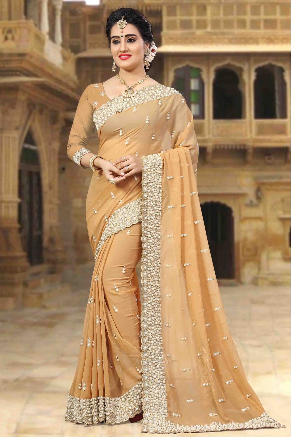 Golden Colour Tissue Silk Saree