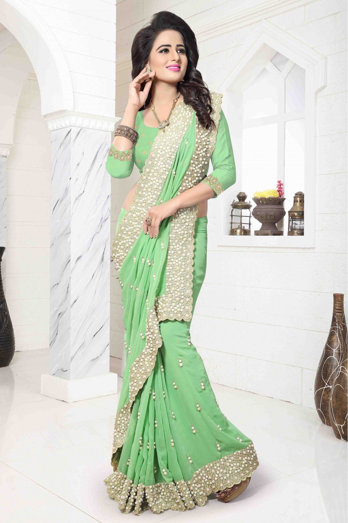 Kollywood Actresses' Royal Light Green Silk Saree Collection – Sareeko