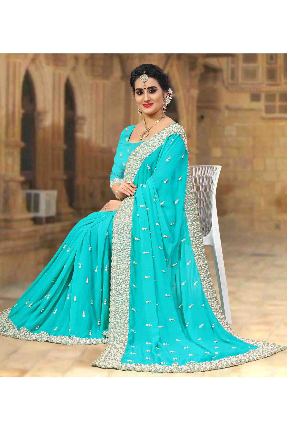 Aura Of Pure Khadi Cotton (Favourite Sky blue Color) Saree – Monamaar