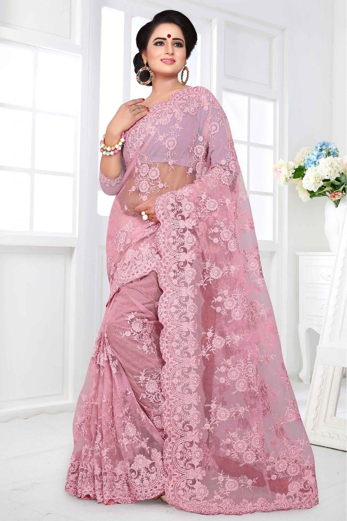 Shop Gota Patti Hand Embroidered Baby Pink Soft Organza Silk Embroidered  Saree Online in USA – Pure Elegance