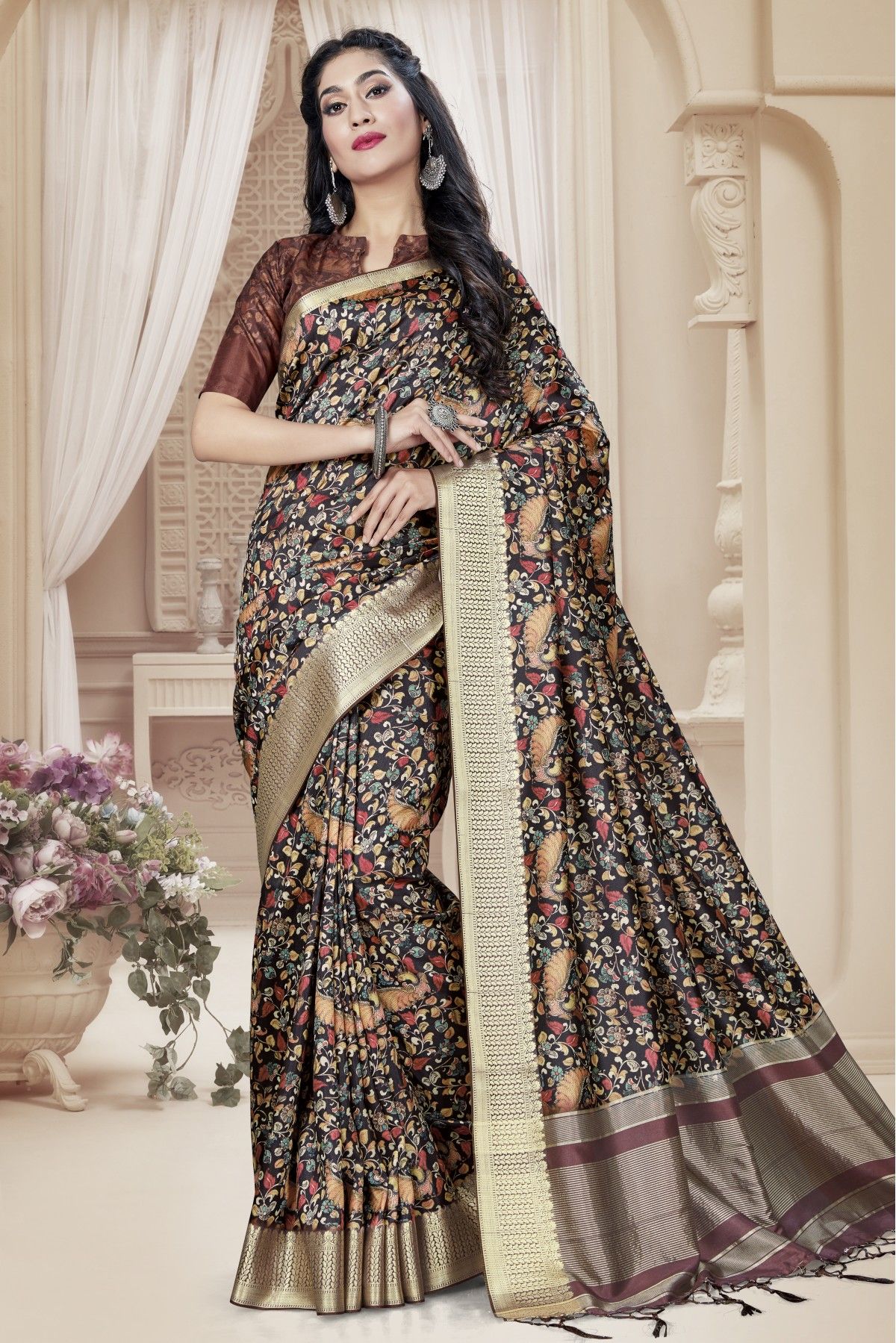 Art Silk Digital Print Saree In Multicolour Colour - SR1543020