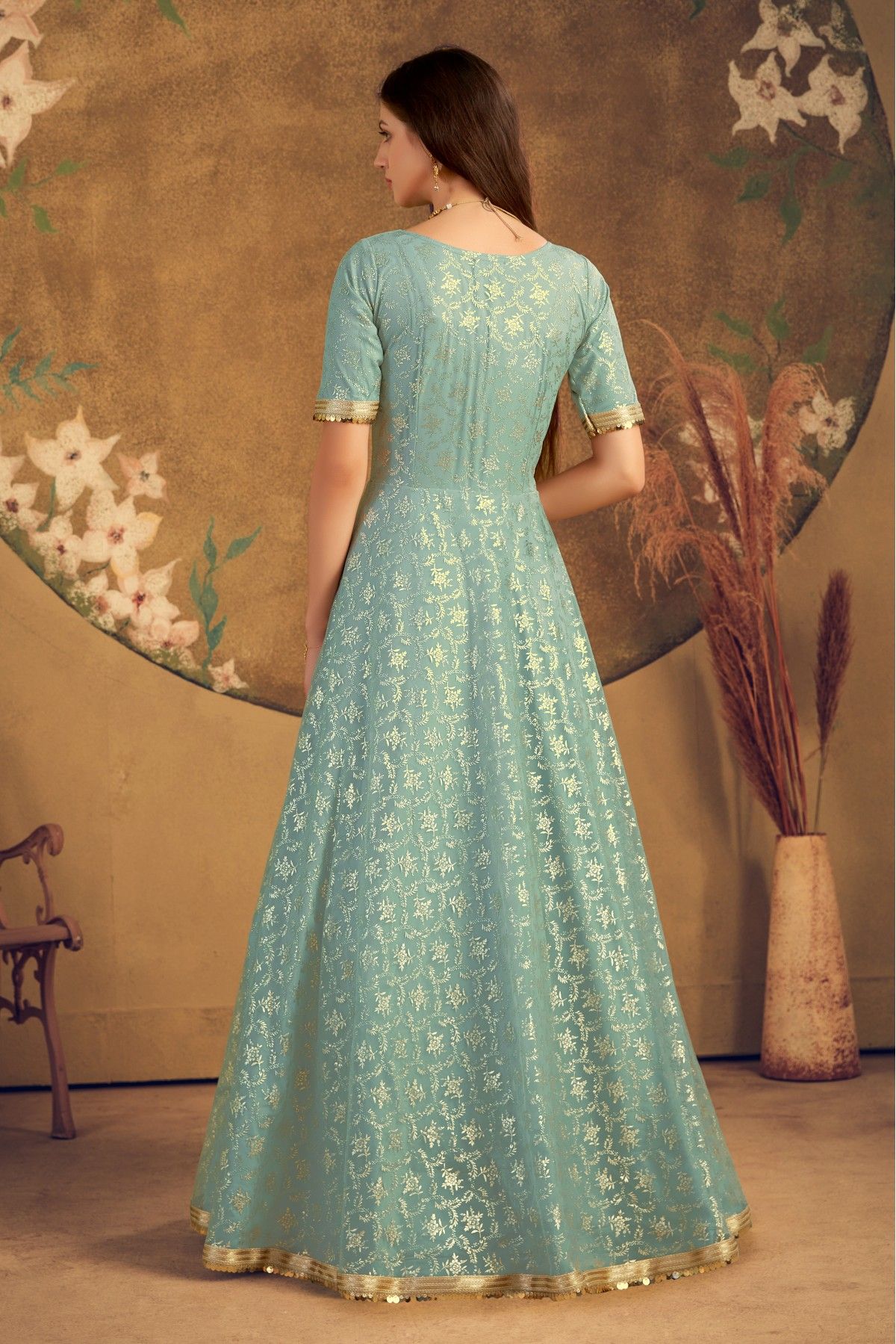 Seagreen embroidered net salwar  Monjolika  3986213