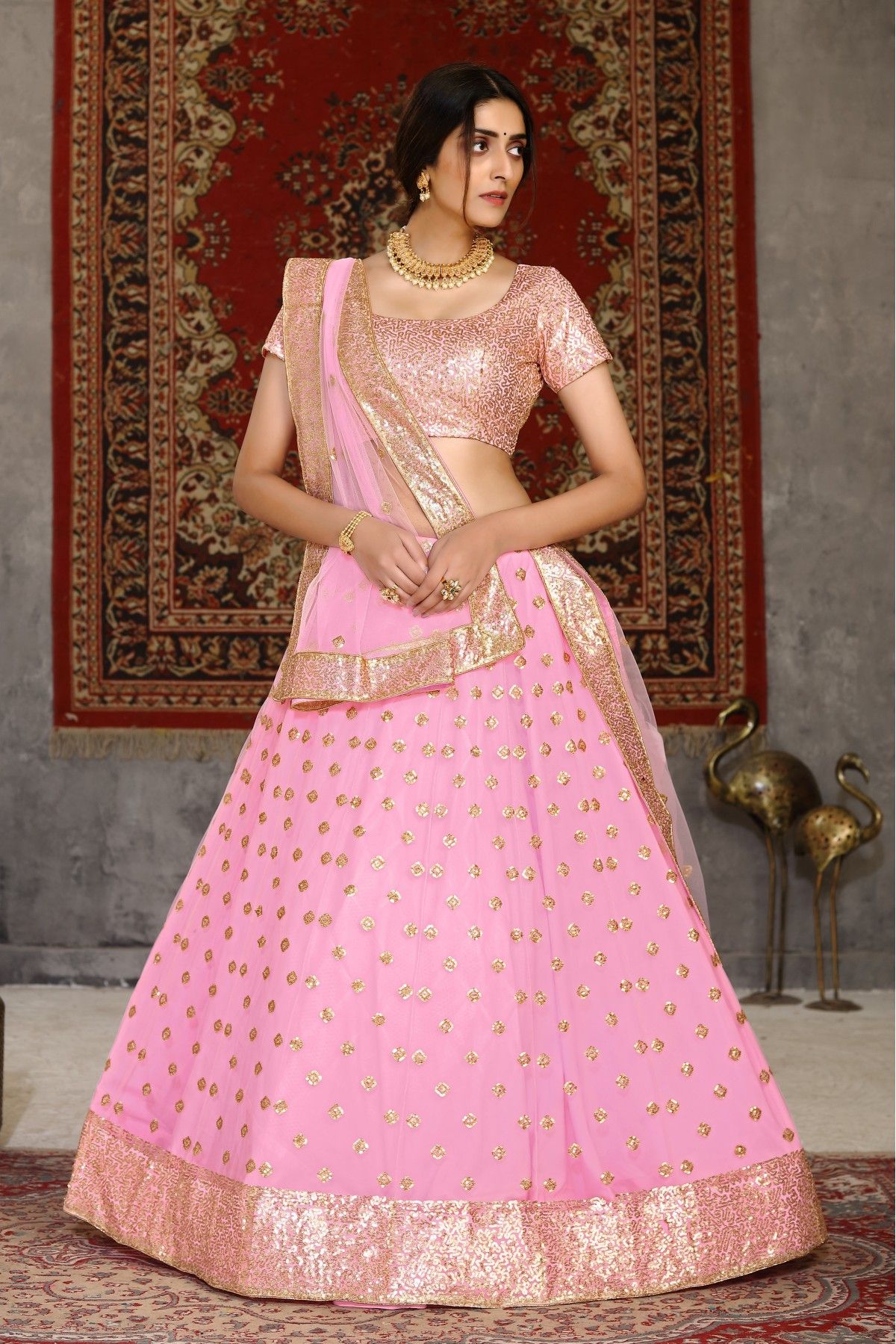 Zeel Clothing Women's Silk Embroidered Semi-Stitched Lehenga Choli with  Dupatta (108-Pink-Wedding-Bridal-Latest-Lehenga; Free Size) : Amazon.in:  Fashion