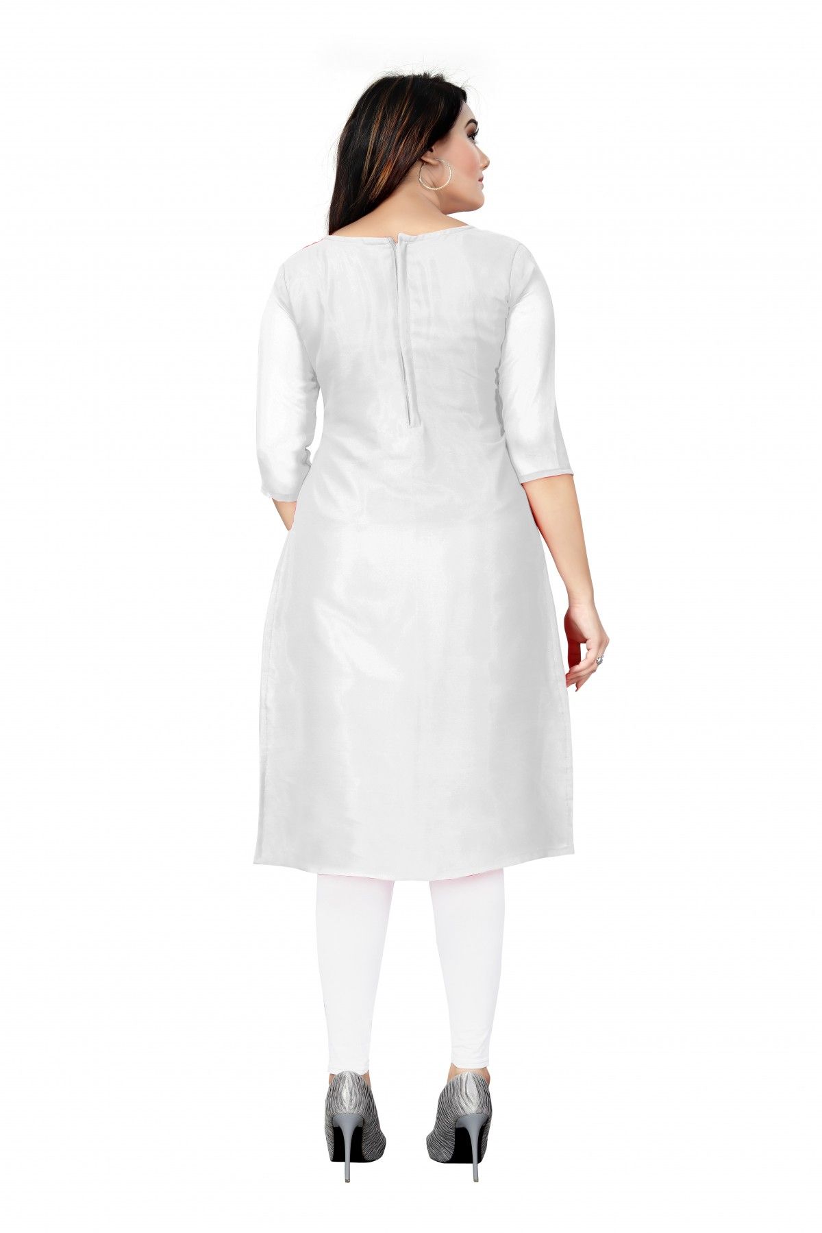 Solid Color Cotton Churidar in White : MLC871