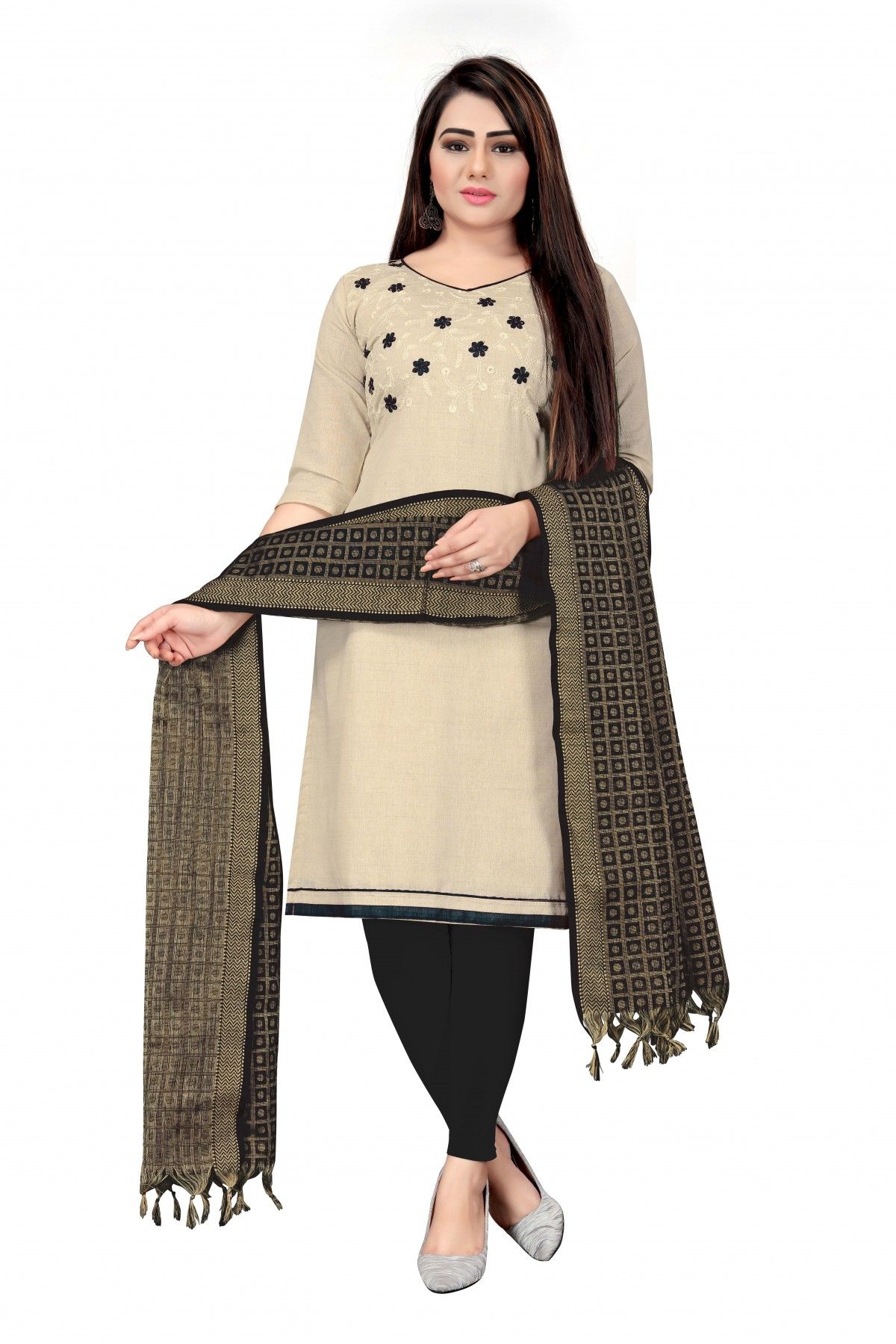 Handloom Hand-Painted Khadi Cotton Salwar Kameez Dupatta Set-Beige | Cotton  salwar kameez, Khadi, Salwar kameez