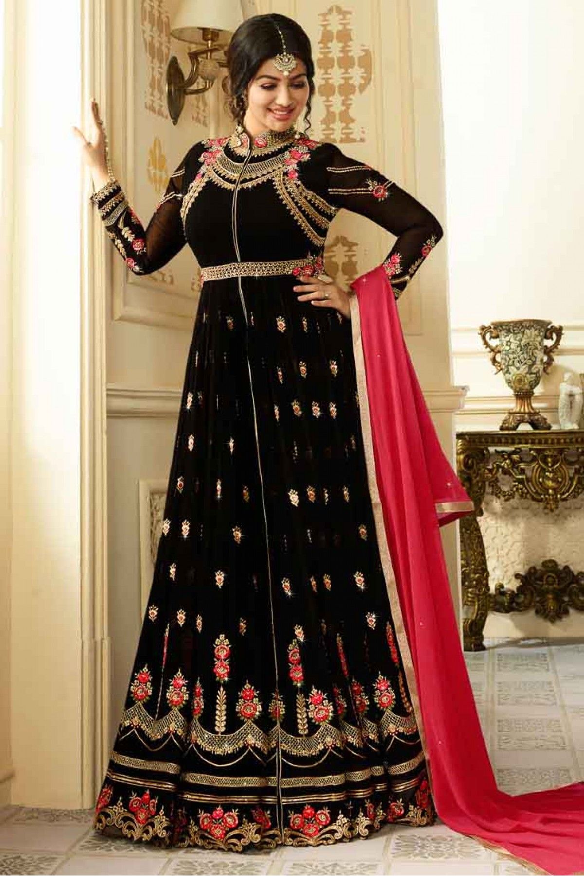 Ayesha Takia Georgette Anarkali Suit In Black Colour