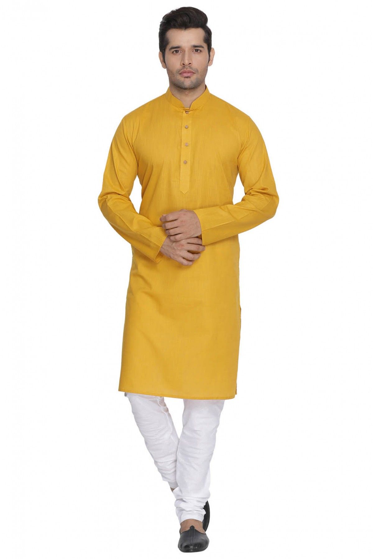 Cotton Party Wear Kurta Pajama In Yellow Colour - KP4350081