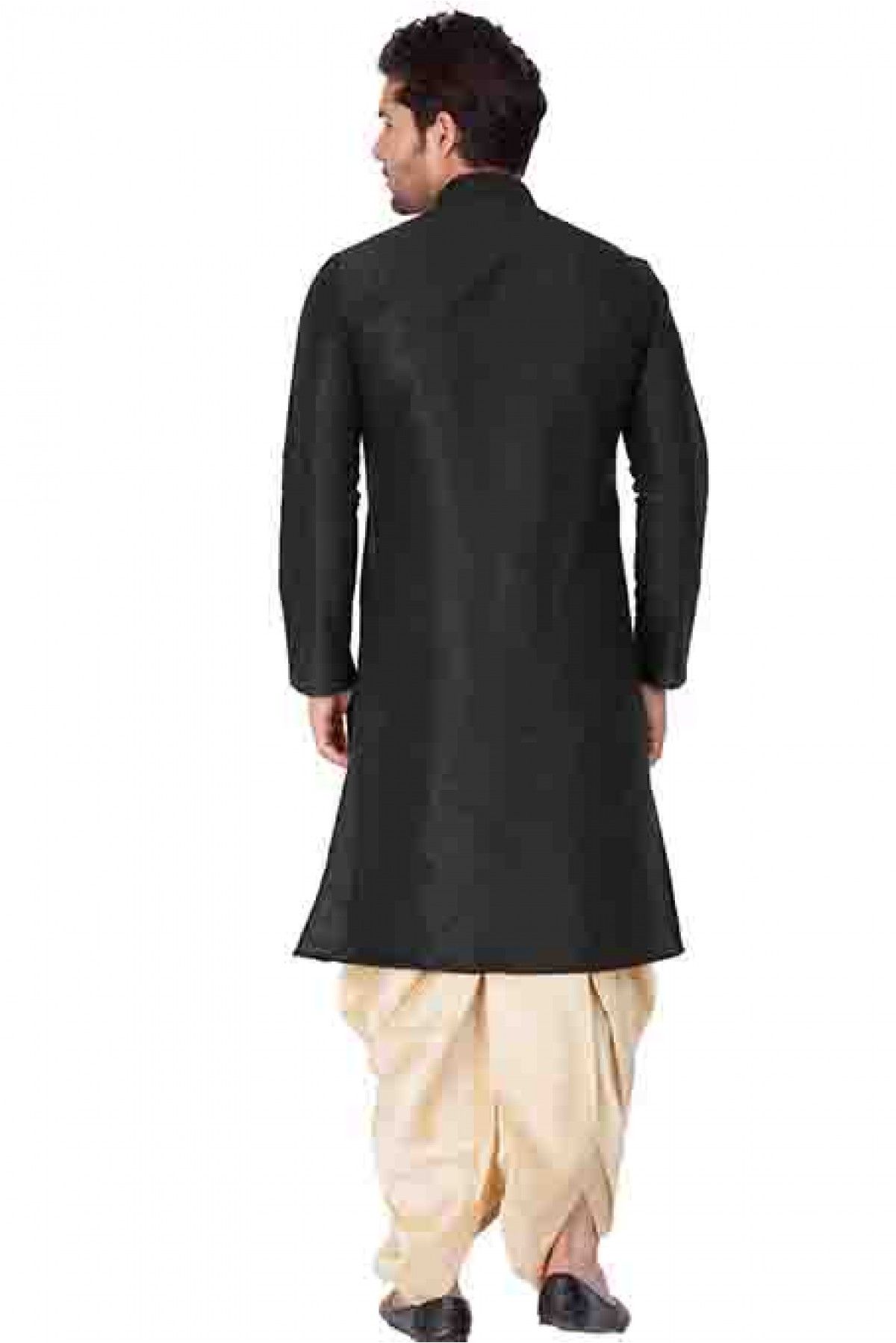 Cotton Silk Party Wear Dhoti Kurta In Black Colour - KP4350145