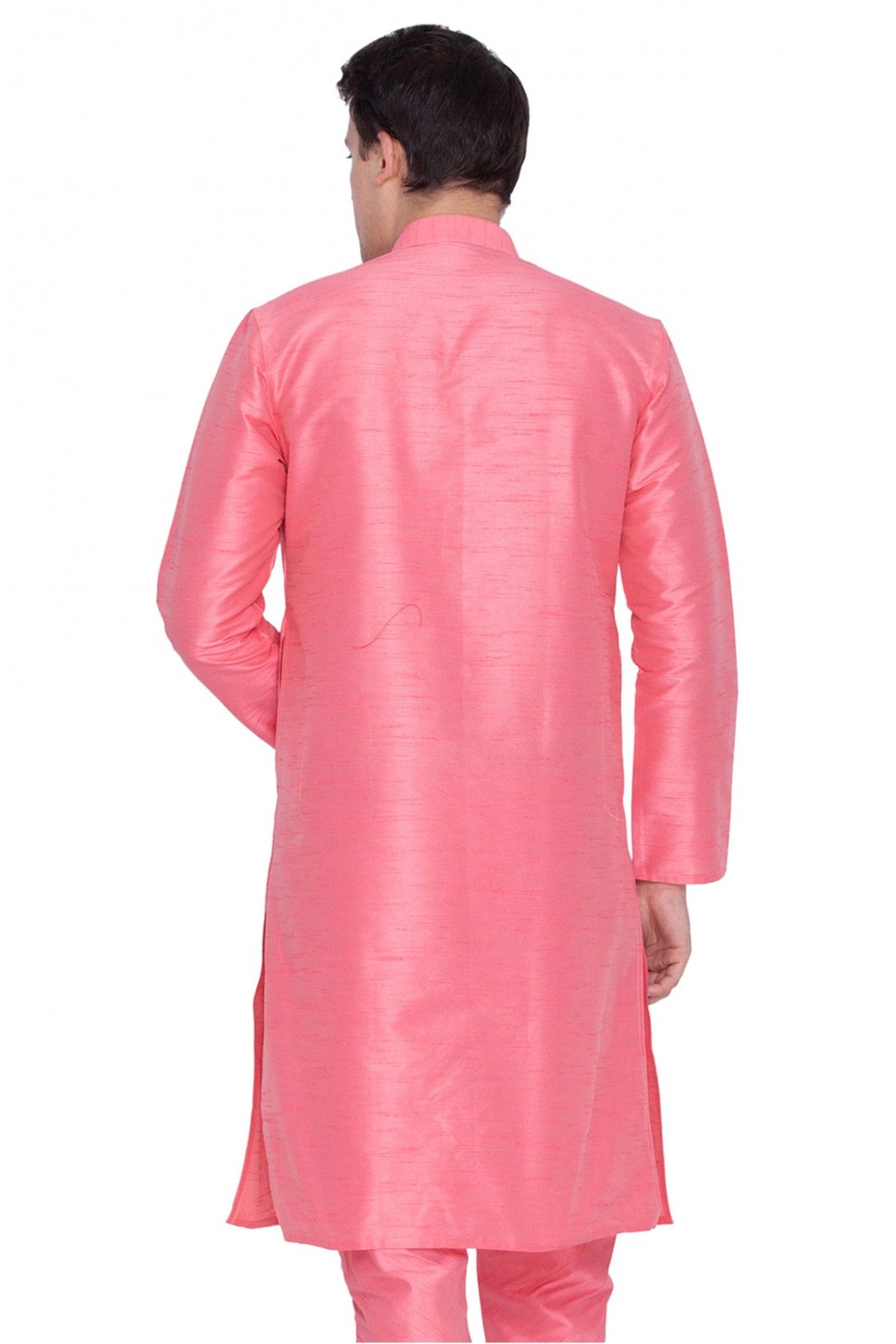 Cotton Silk Party Wear Only Kurta In Pink Colour