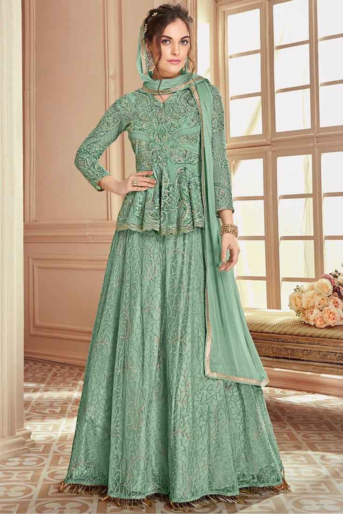 Latest Lehenga with long jacket stylish | Long blouse designs, Fancy dress  design, Long kurti designs