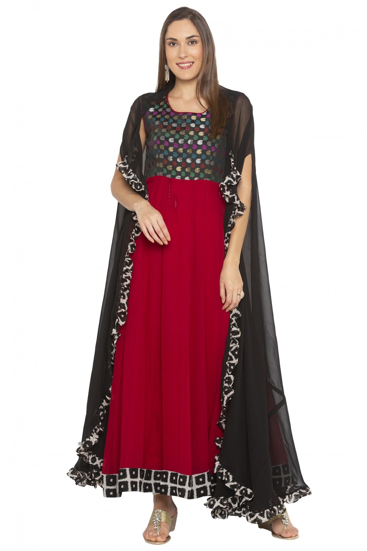 Plus Size Georgette Embroidery Anarkali Suit In Maroon Colour SS2710581