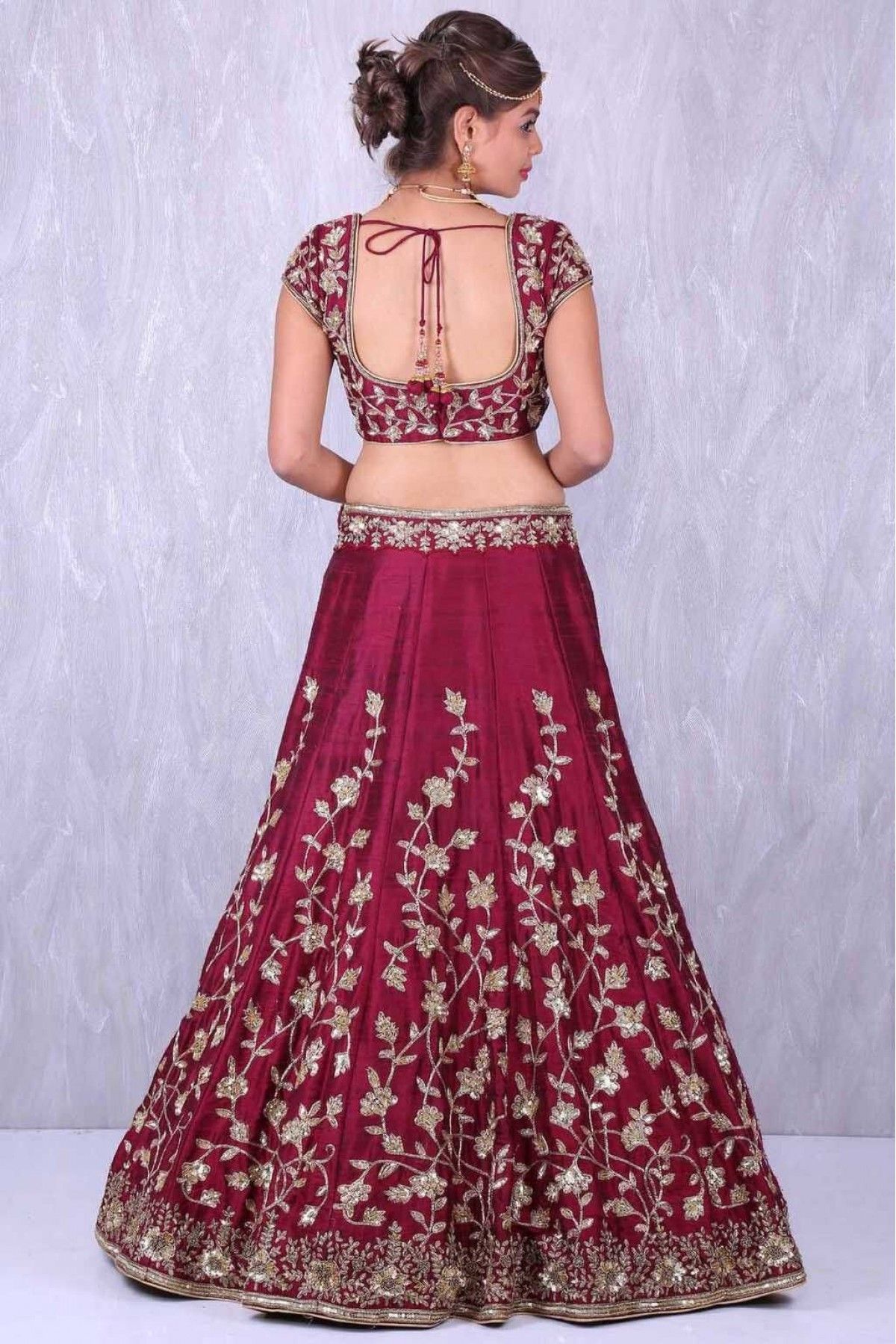 Taffeta Silk Embroidery Lehenga Choli In Maroon Colour - LD3880328