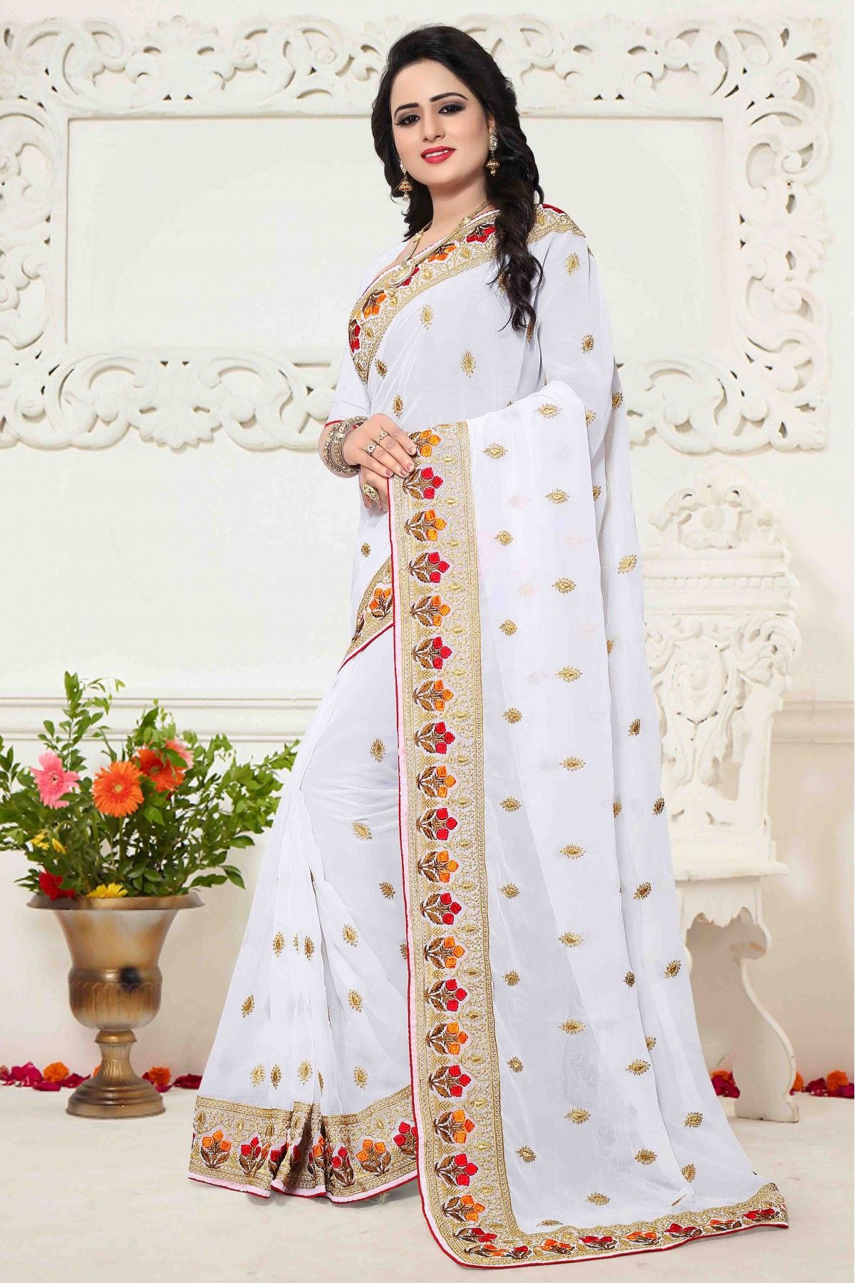 Buy White Sarees for Women by Ri-wah Online | Ajio.com